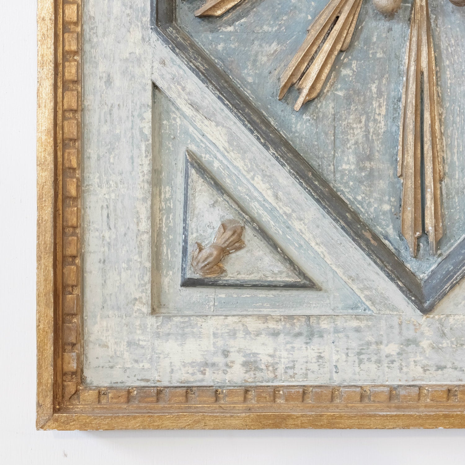 Framed Gold and Silver Leaf Italian Sunburst Mirror with 19th Century Giltwood Fragments