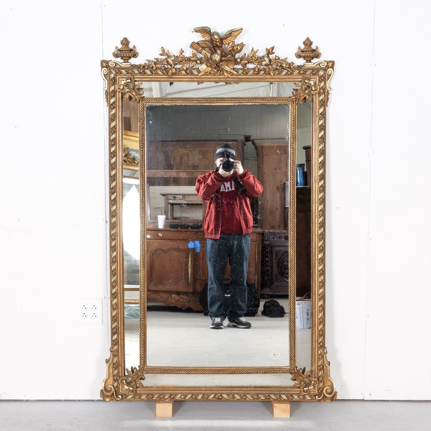 19th Century French Louis XVI Style Giltwood Pareclose Mirror