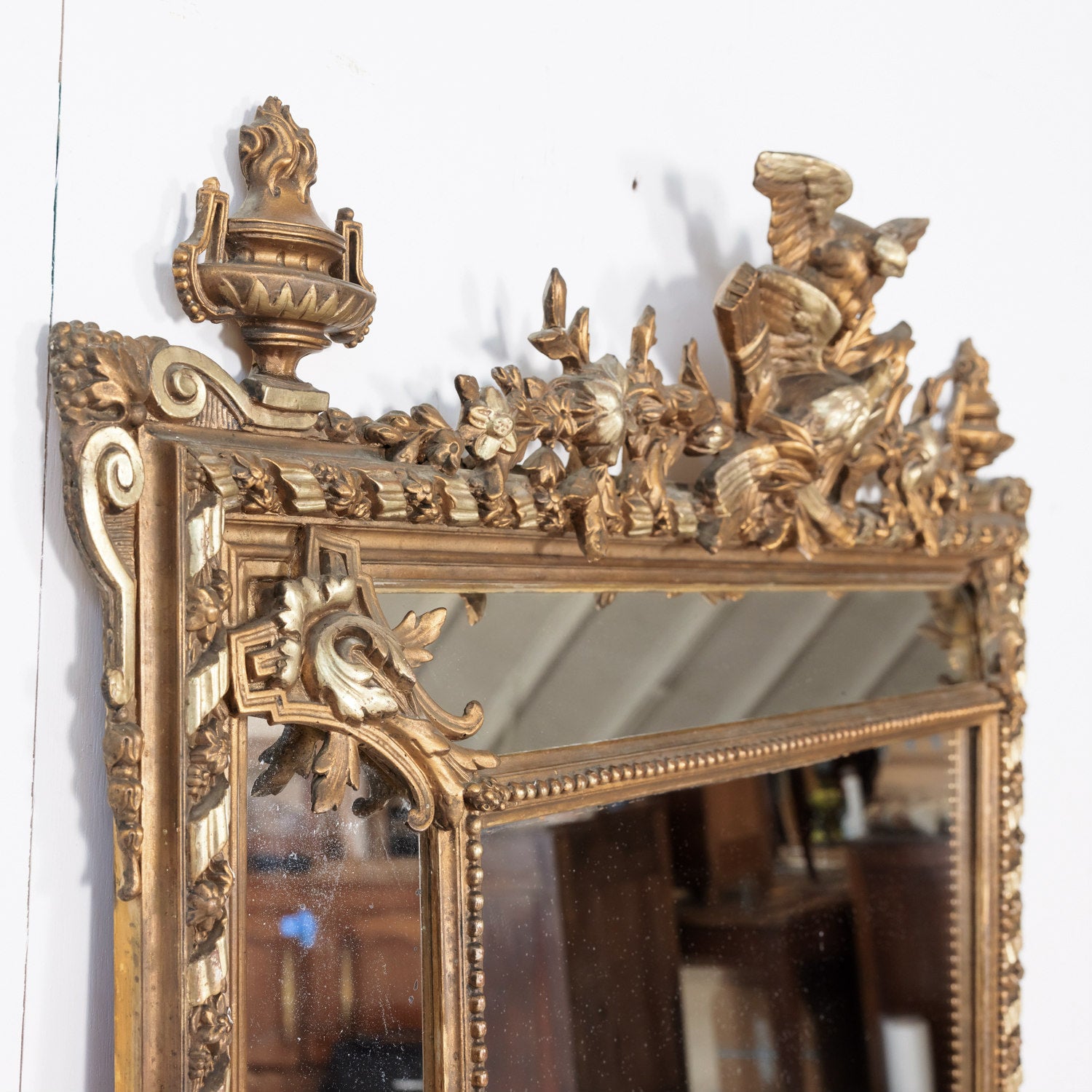 19th Century French Louis XVI Style Giltwood Pareclose Mirror