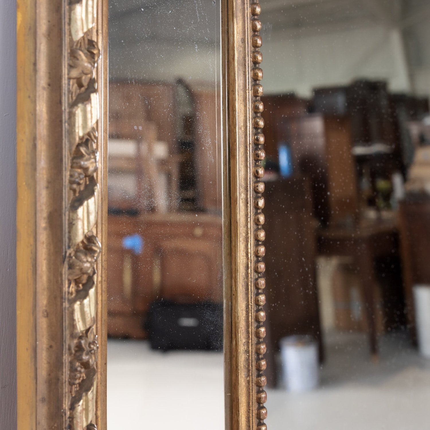 19th Century French Louis XVI Style Giltwood Pareclose Mirror