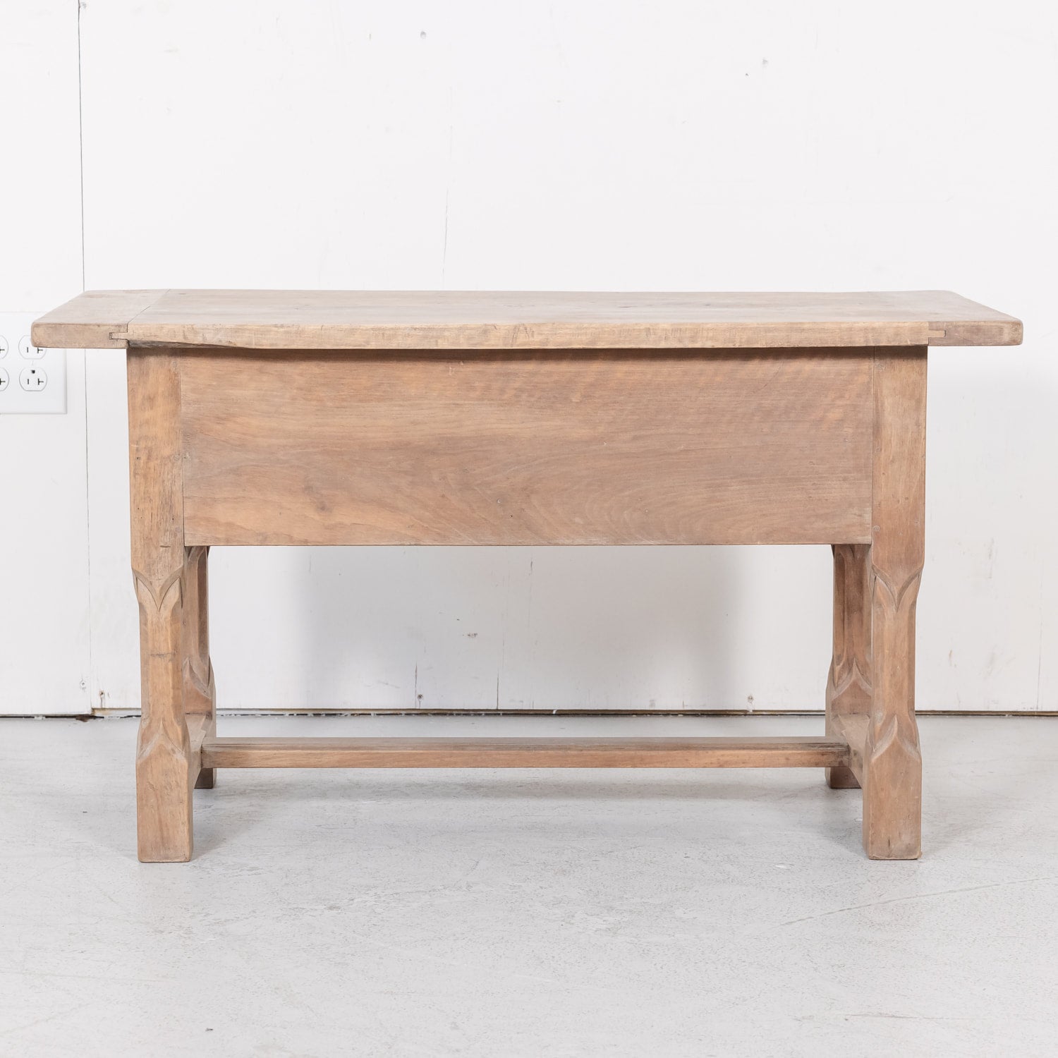 19th Century Bleached Walnut French Gothic Style Coffee Table or Side Table with Drawer