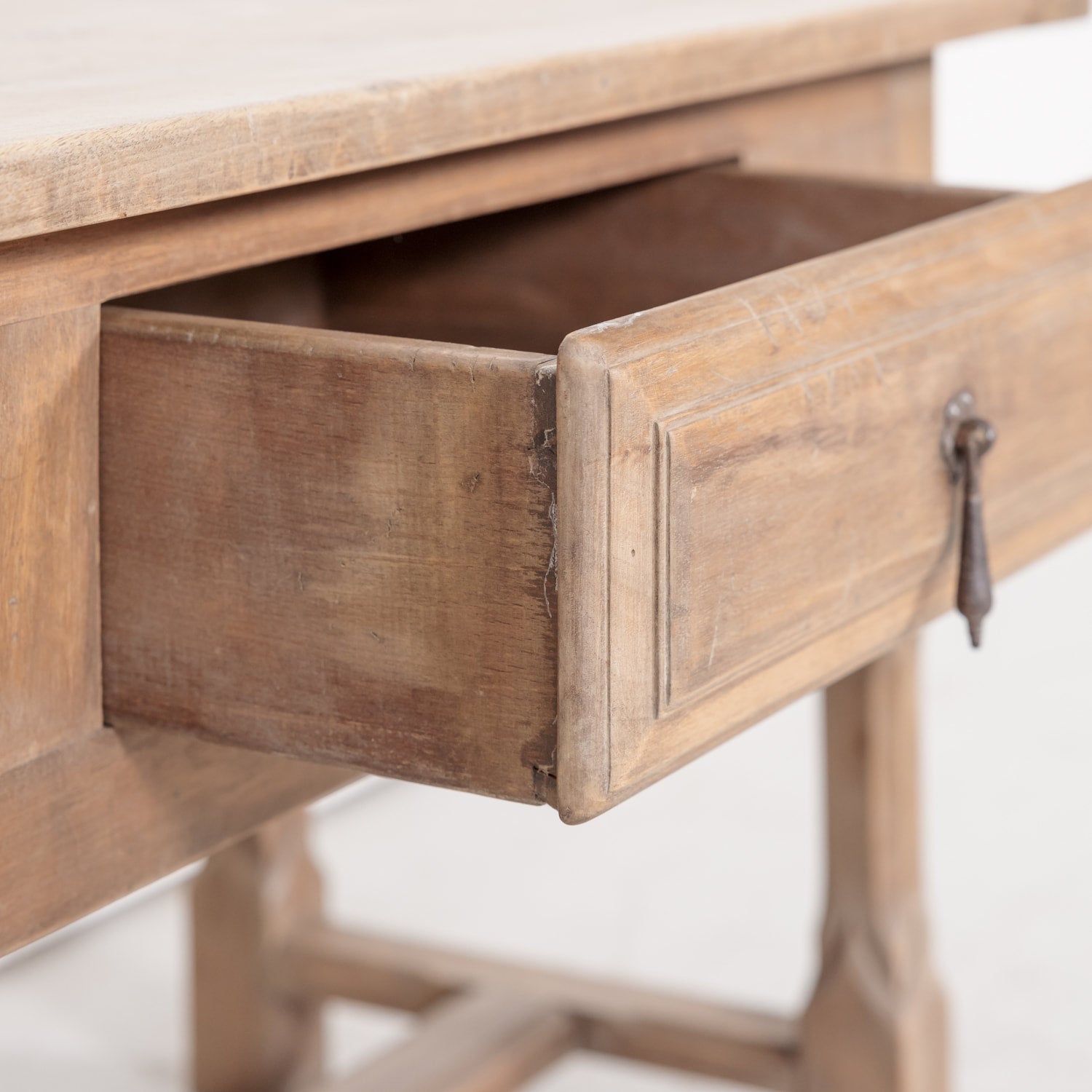 19th Century Bleached Walnut French Gothic Style Coffee Table or Side Table with Drawer