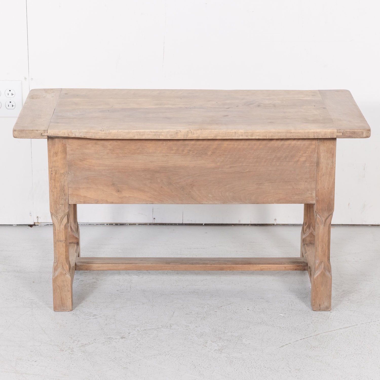 19th Century Bleached Walnut French Gothic Style Coffee Table or Side Table with Drawer