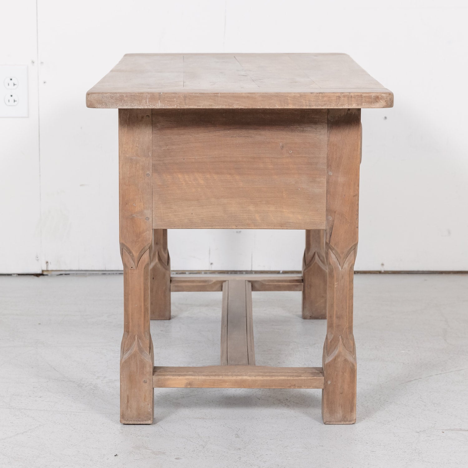 19th Century Bleached Walnut French Gothic Style Coffee Table or Side Table with Drawer