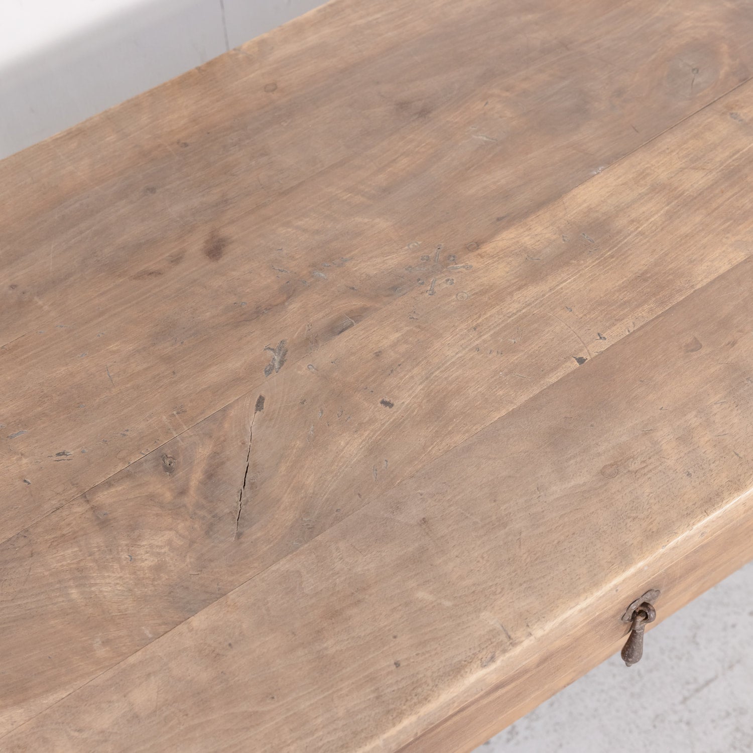 19th Century Bleached Walnut French Gothic Style Coffee Table or Side Table with Drawer