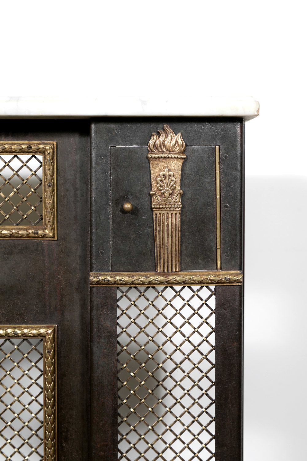 French Louis XVI Style Wrought Iron Radiator Cover or Console with Marble Top