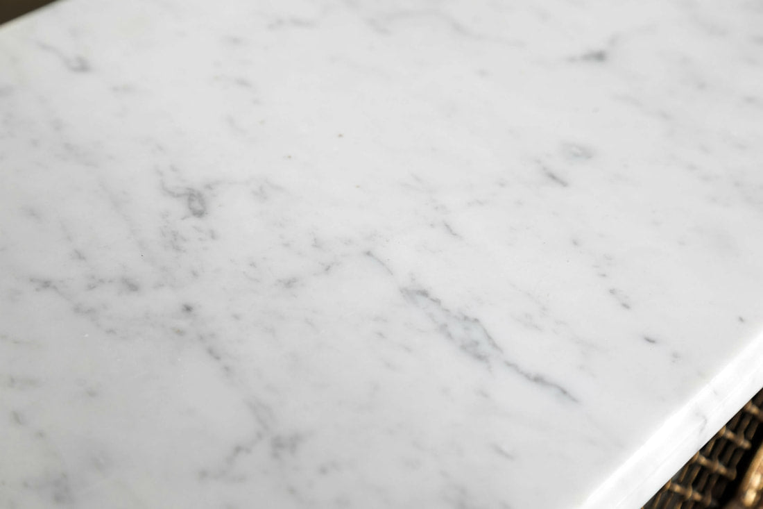 French Louis XVI Style Wrought Iron Radiator Cover or Console with Marble Top