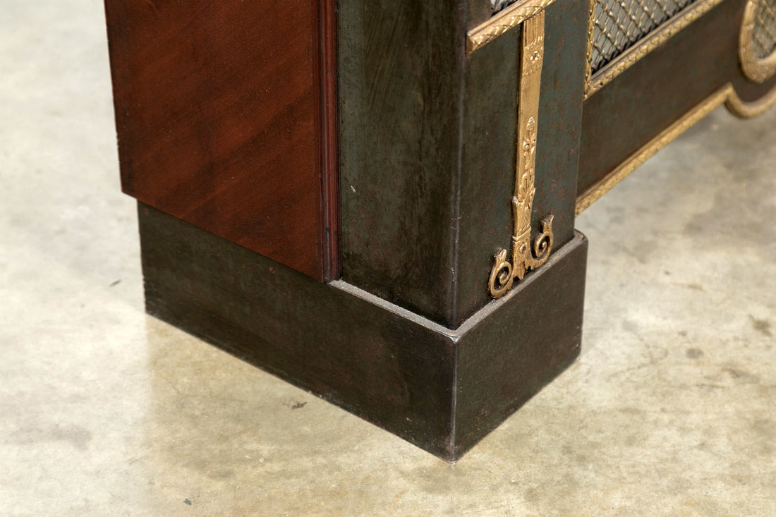 French Louis XVI Style Wrought Iron Radiator Cover or Console with Marble Top