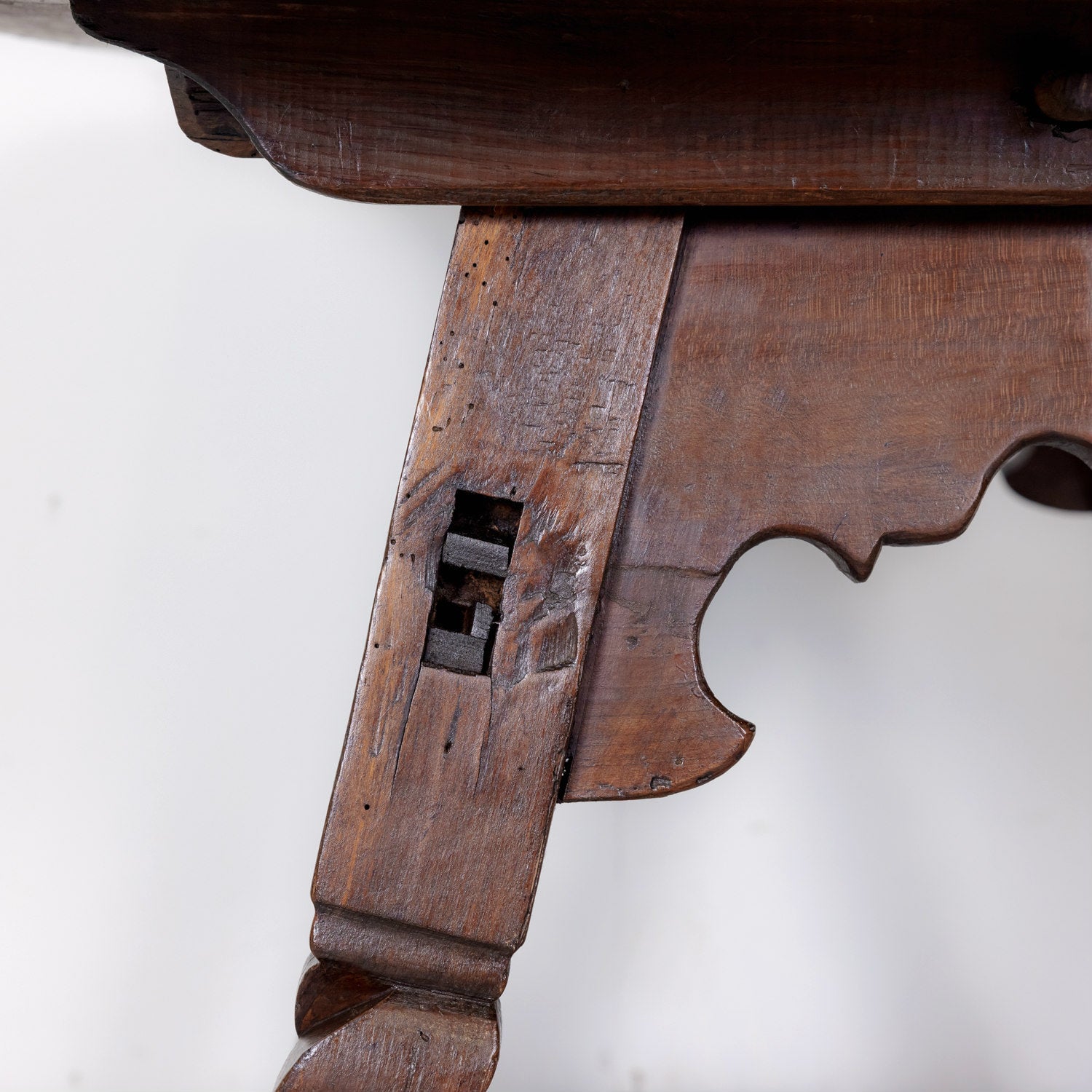 Rustic 18th Century Spanish Baroque Period Walnut Side Table