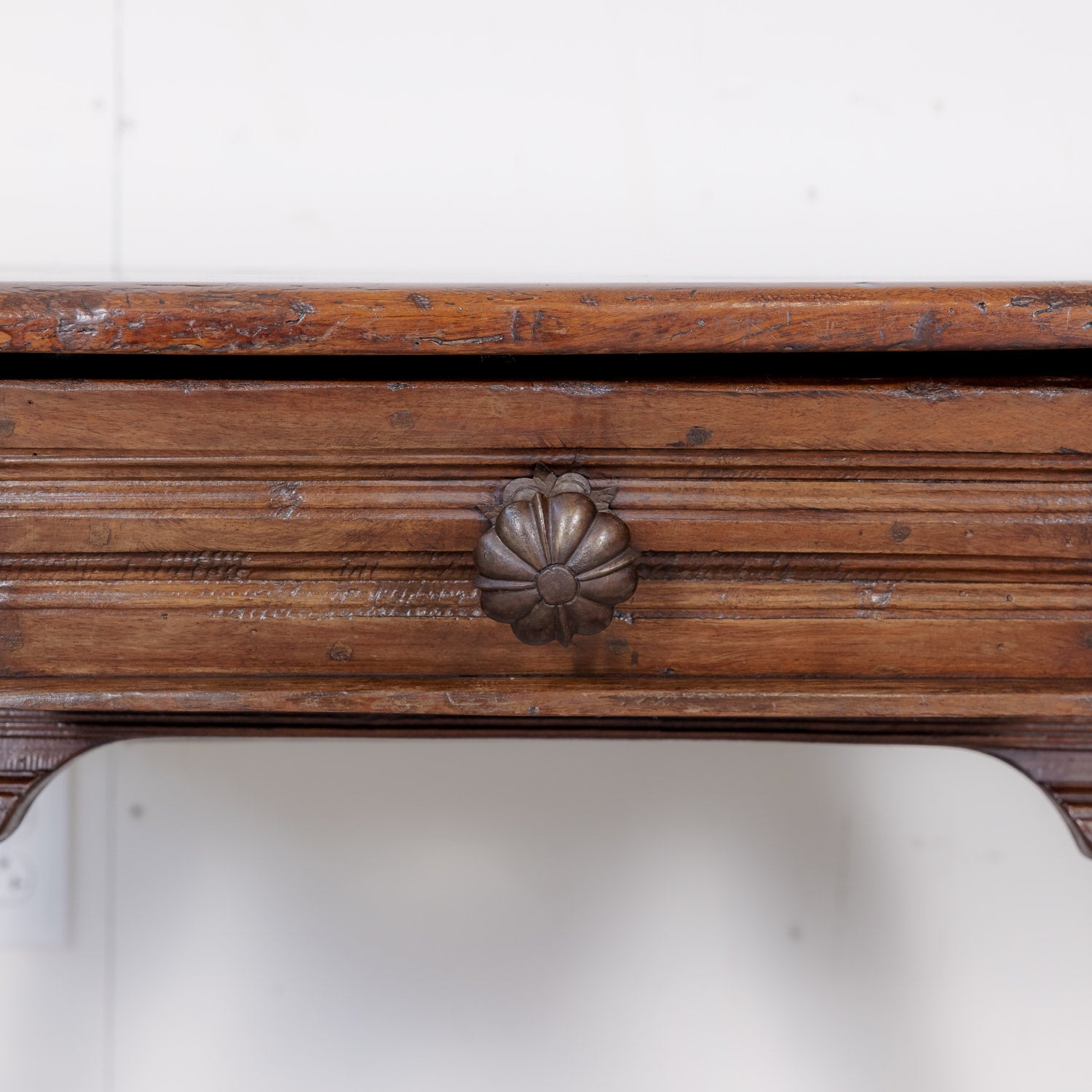 Rustic 18th Century Spanish Baroque Period Walnut Side Table