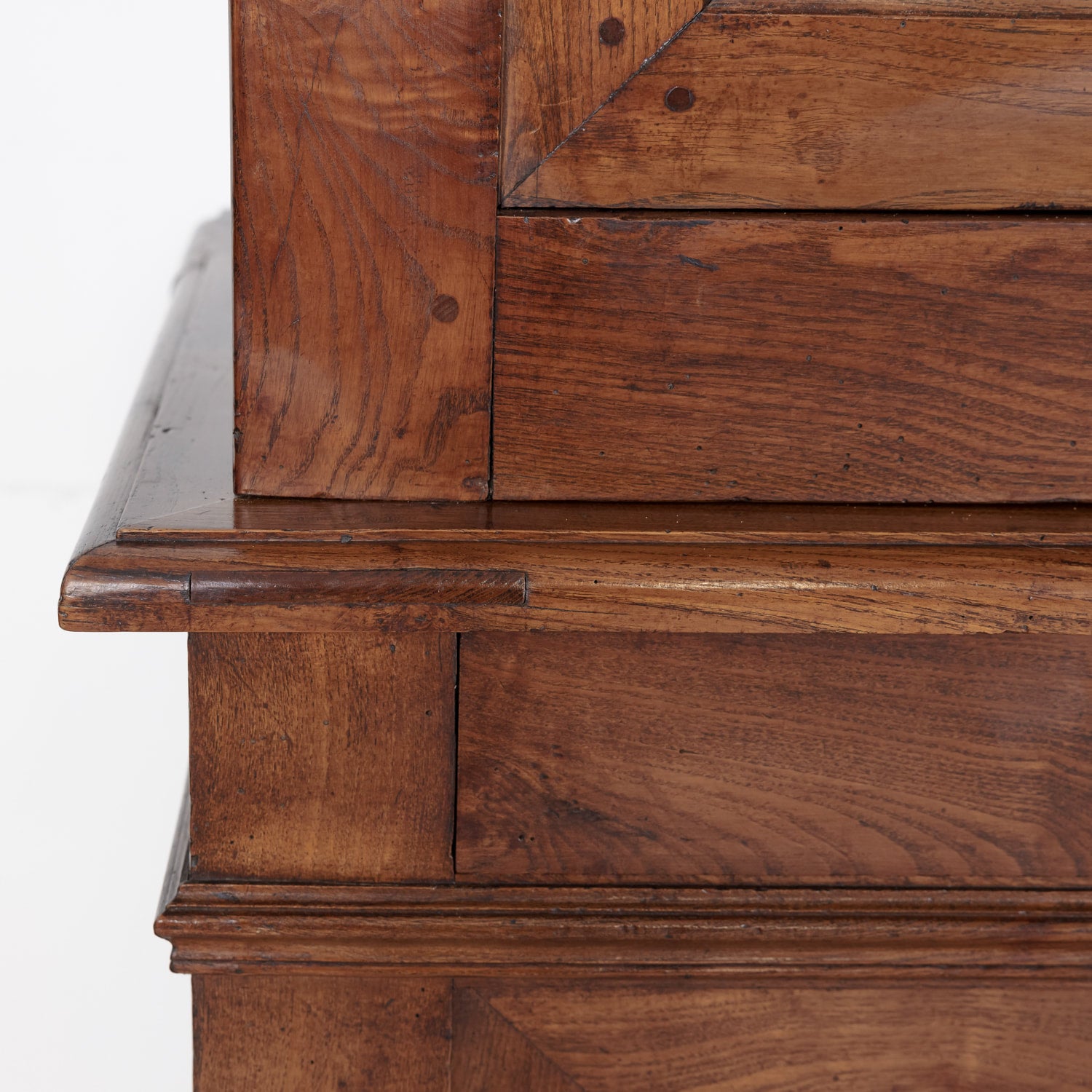 Large 19th Century French Louis Philippe Period Chestnut and Burled Chestnut Buffet Deux Corps