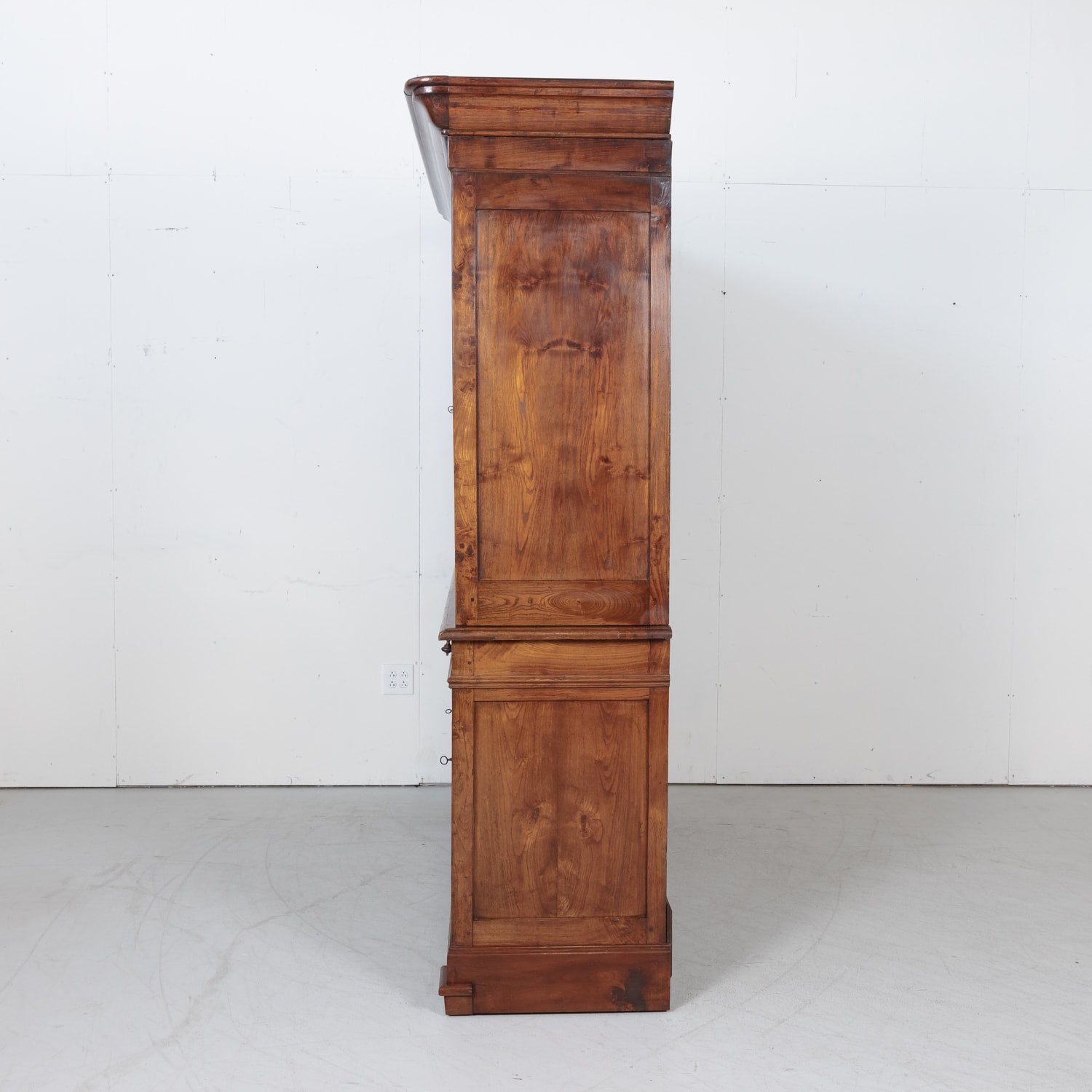 Large 19th Century French Louis Philippe Period Chestnut and Burled Chestnut Buffet Deux Corps