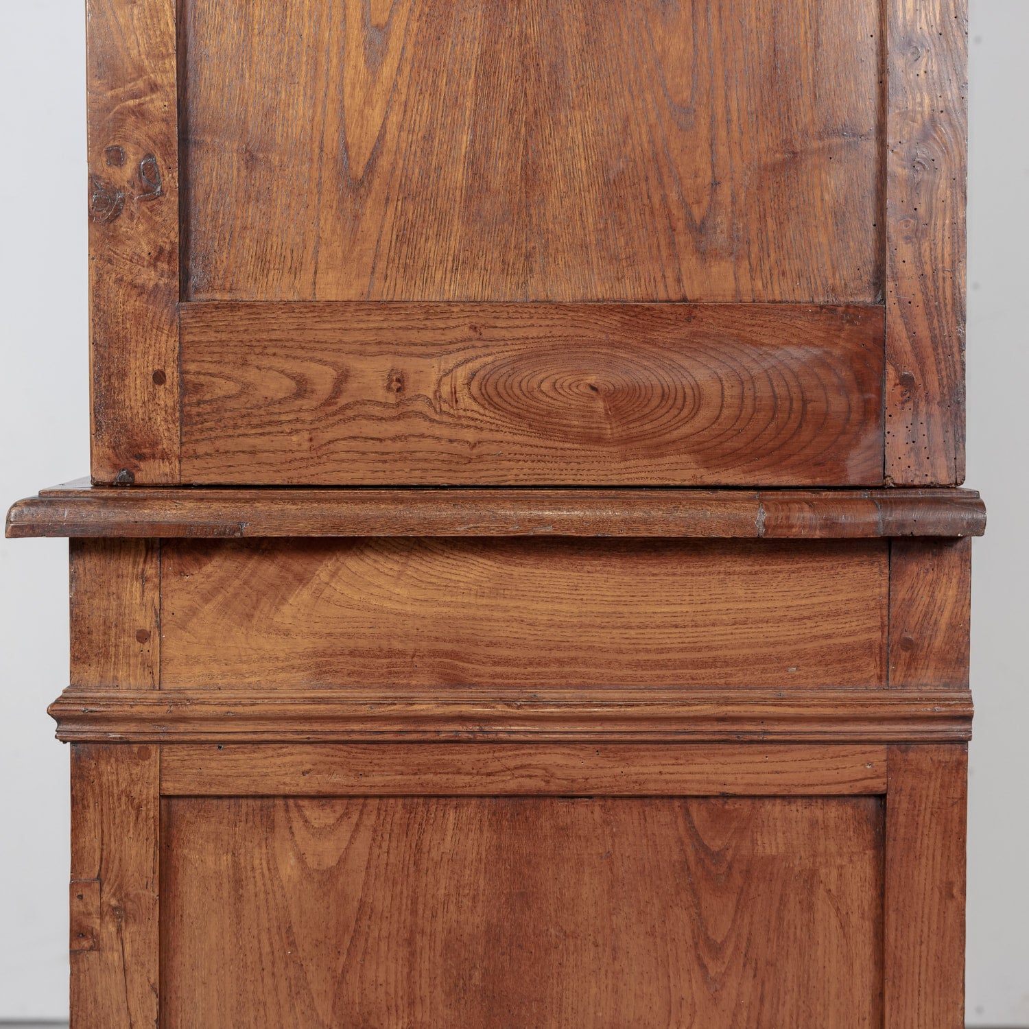 Large 19th Century French Louis Philippe Period Chestnut and Burled Chestnut Buffet Deux Corps