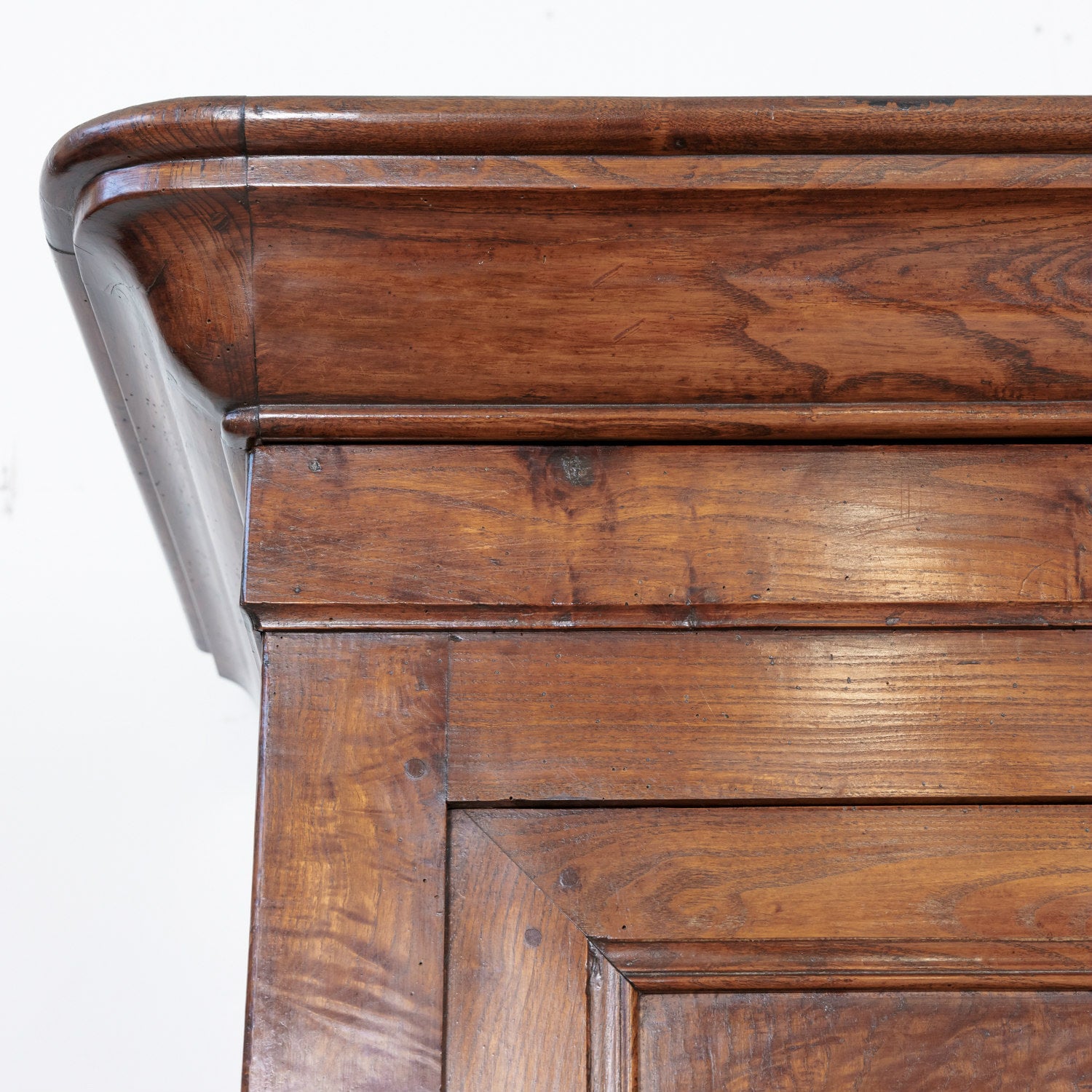 Large 19th Century French Louis Philippe Period Chestnut and Burled Chestnut Buffet Deux Corps