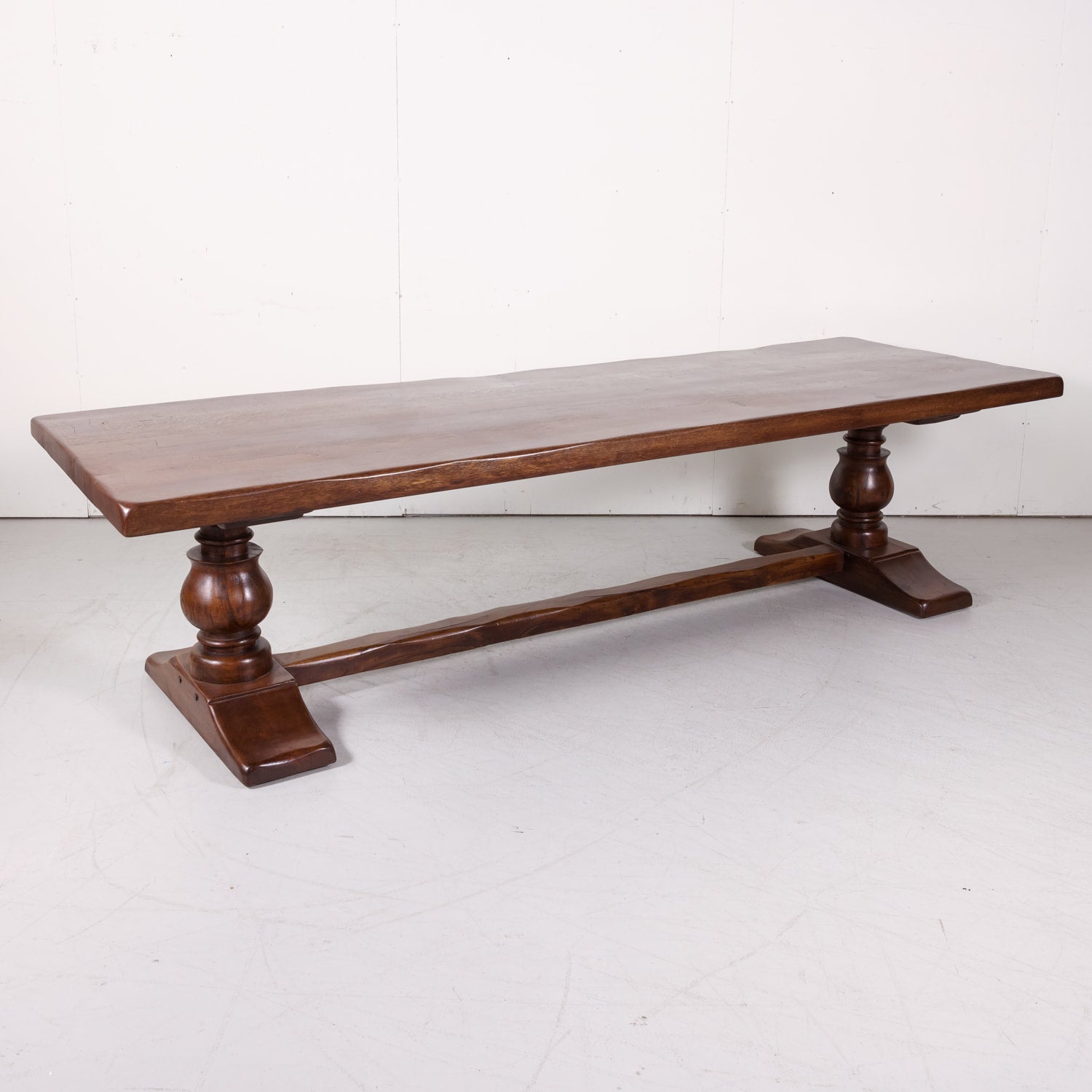Large Antique French Oak Monastery Trestle Dining Table
