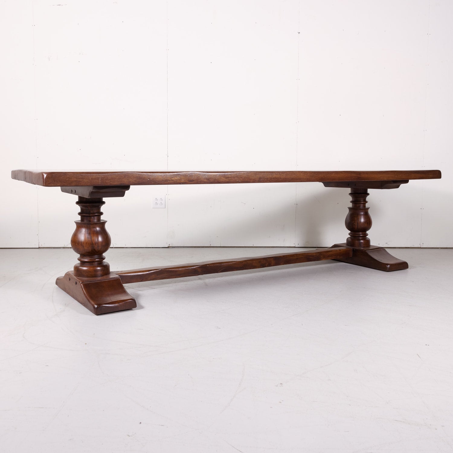 Large Antique French Oak Monastery Trestle Dining Table
