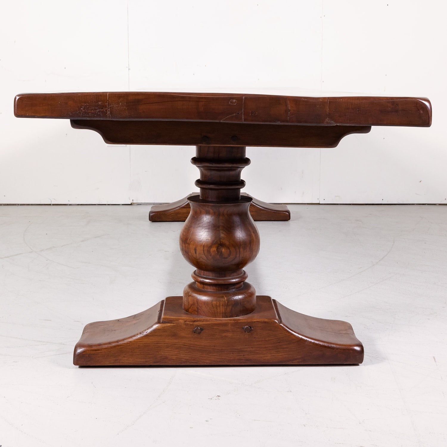 Large Antique French Oak Monastery Trestle Dining Table