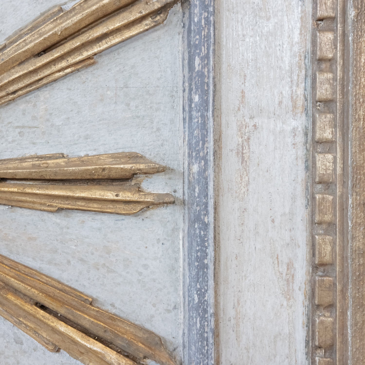 Framed Italian Gold and Silver Leaf Sunburst Panels Pair