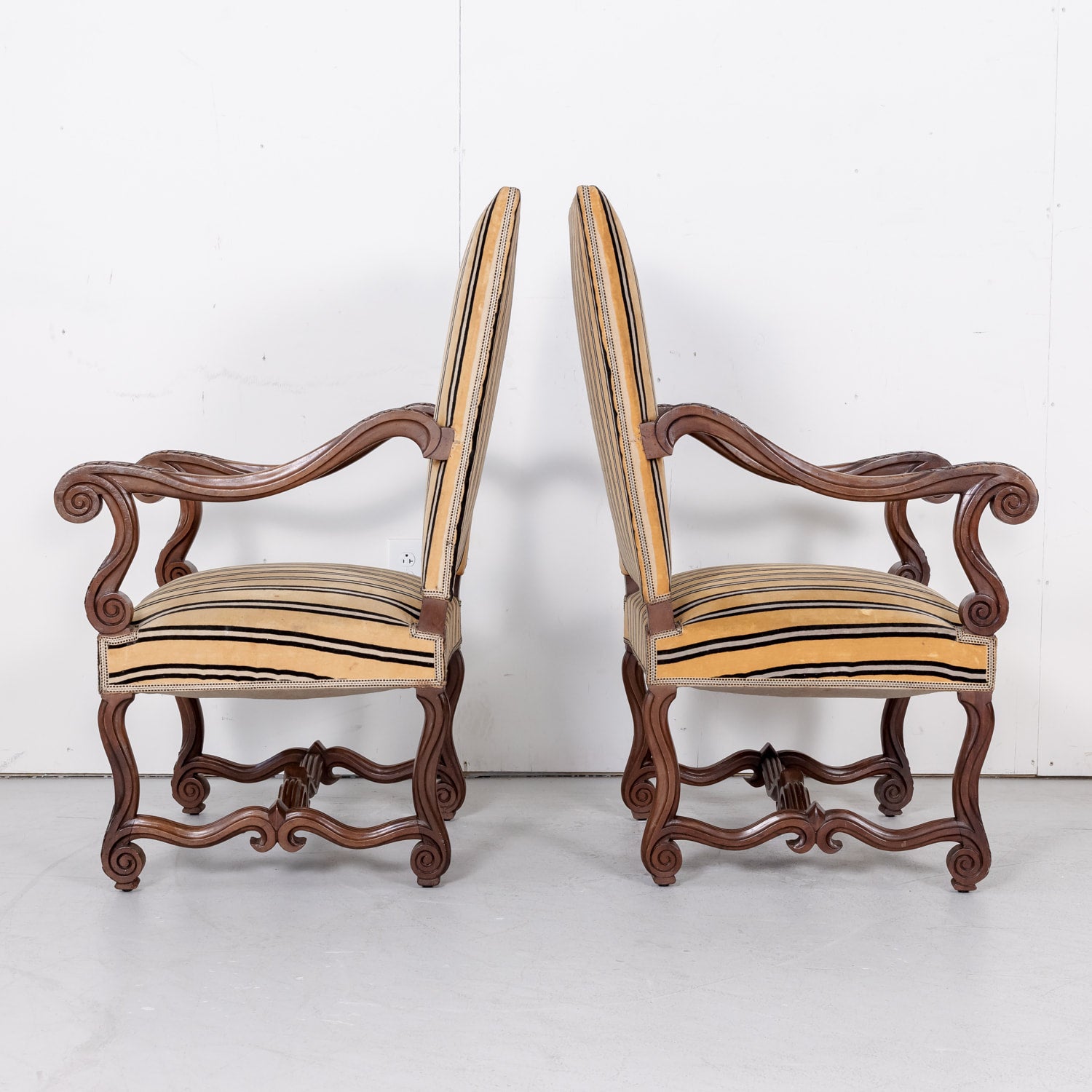 Louis XIV Pair of Oversize Fireside Arm Chairs