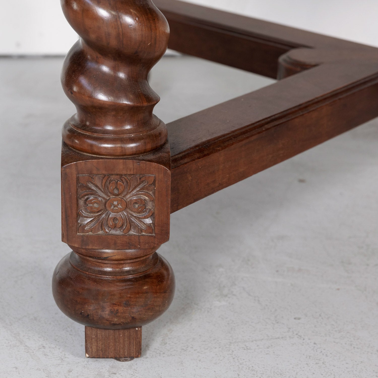 Antique French Louis XIII Walnut Draw Leaf Table with Barley Twist Legs