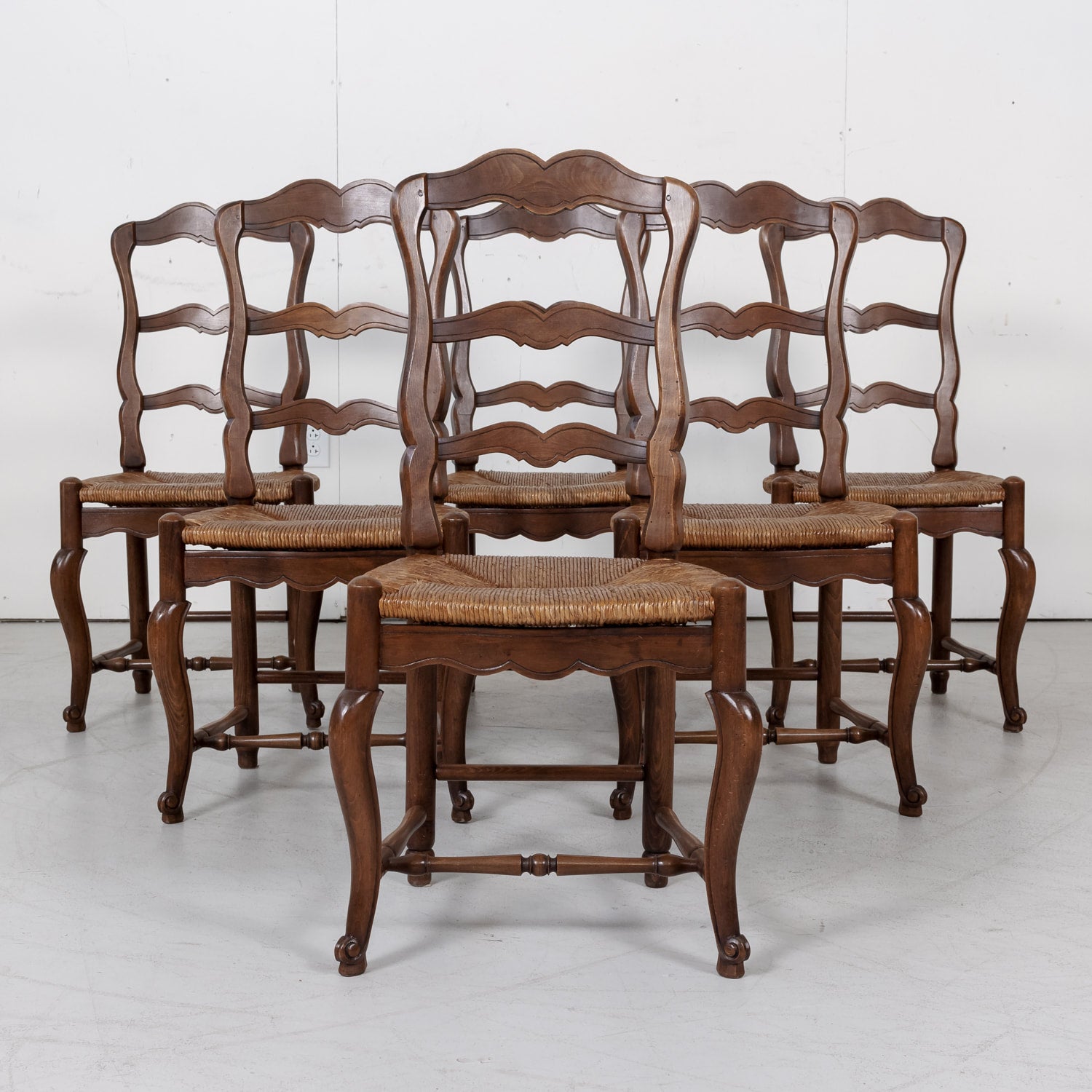 Set of Six Rush Seat Chairs