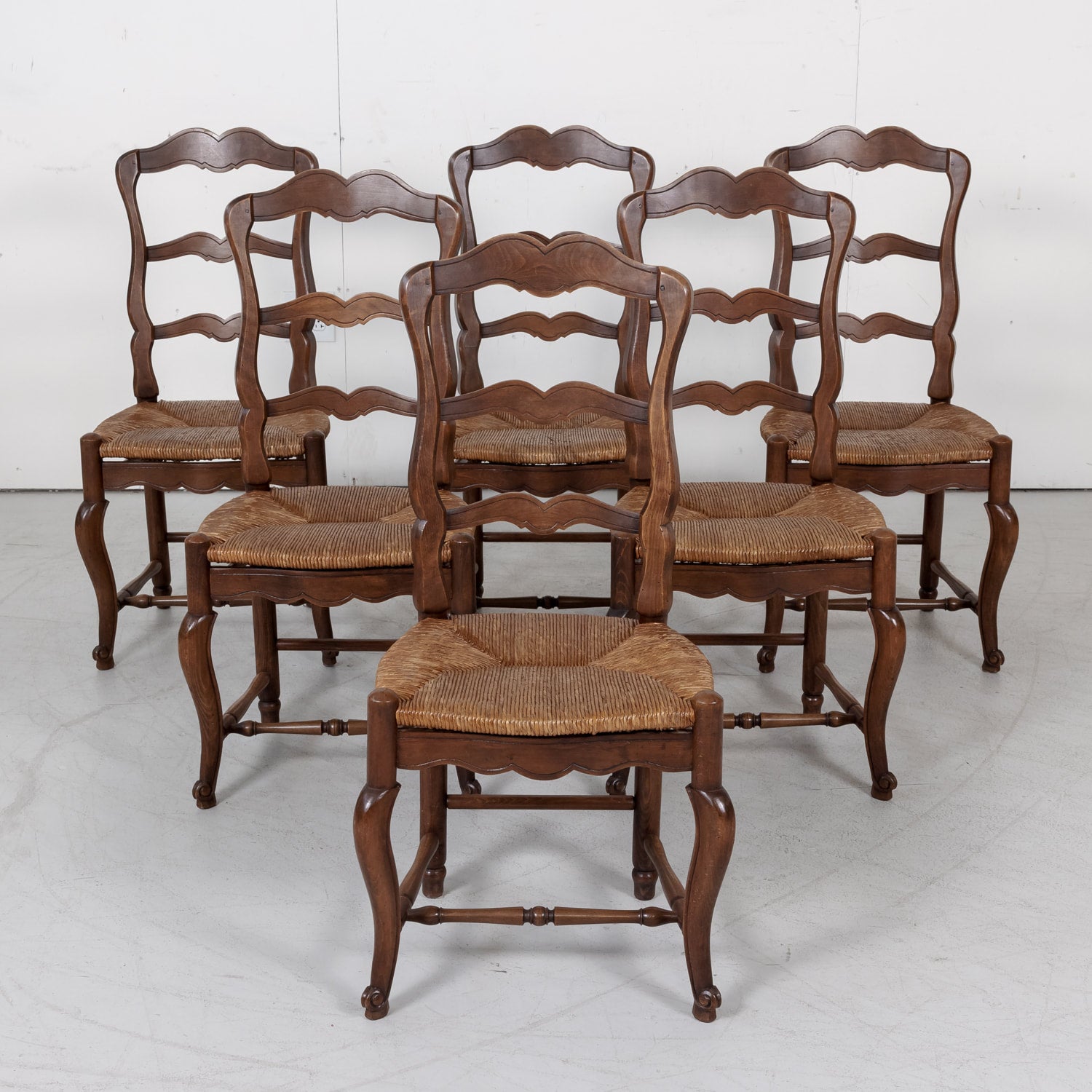Set of Six Rush Seat Chairs