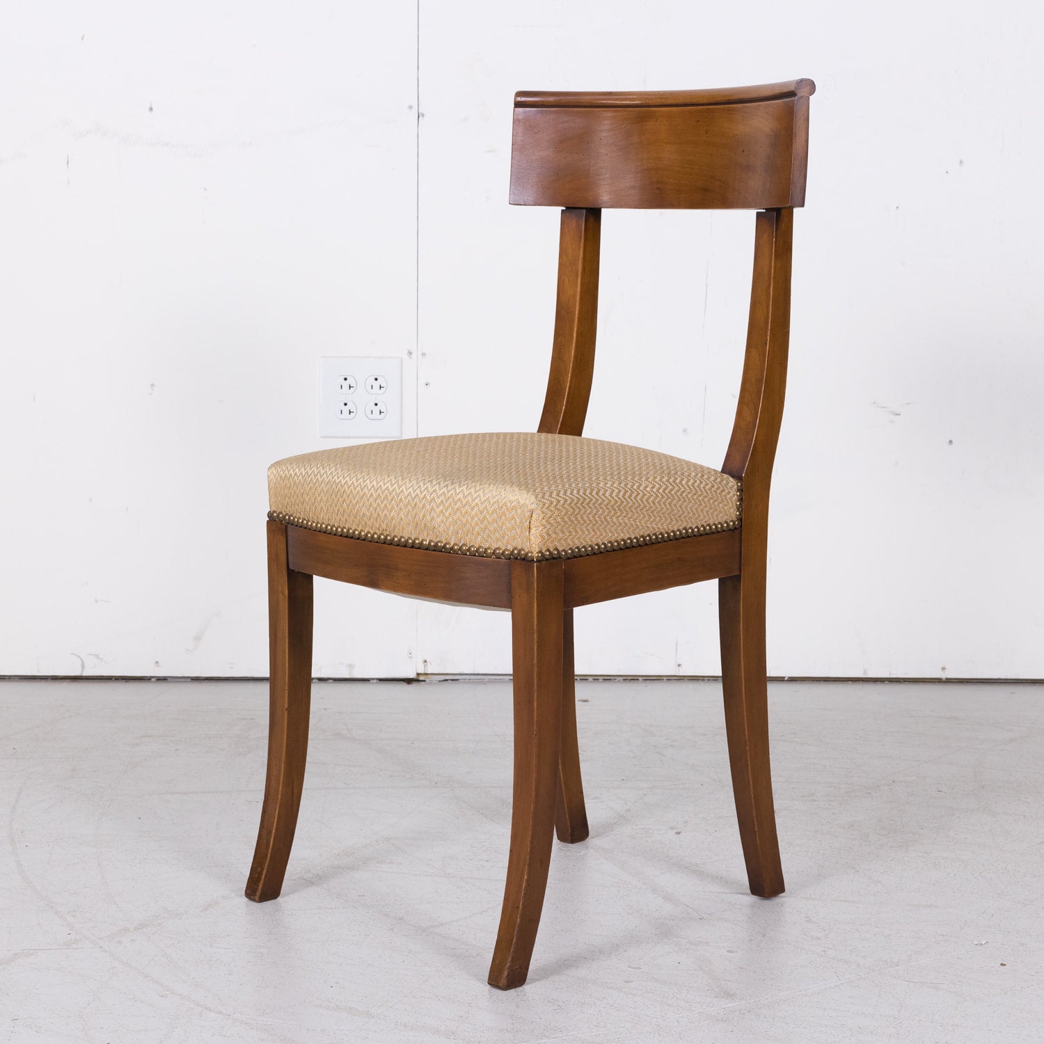 French Directoire Style Walnut Dining Side Chairs, Set of 6
