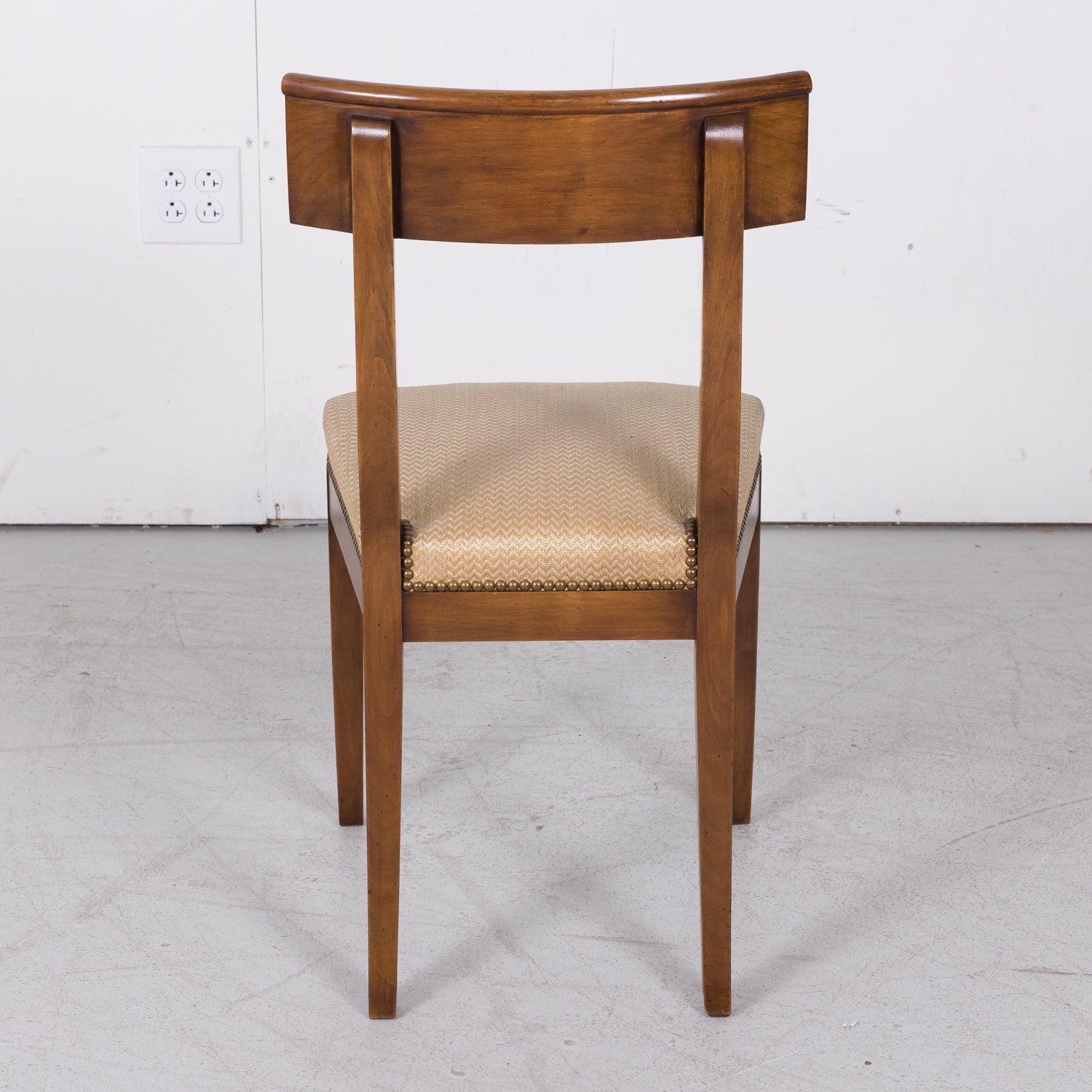French Directoire Style Walnut Dining Side Chairs, Set of 6