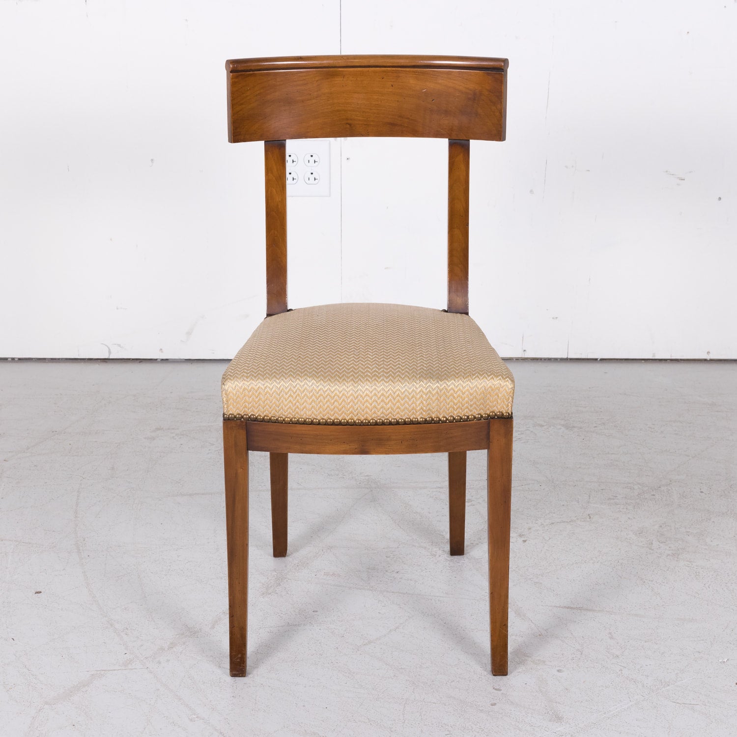 French Directoire Style Walnut Dining Side Chairs, Set of 6
