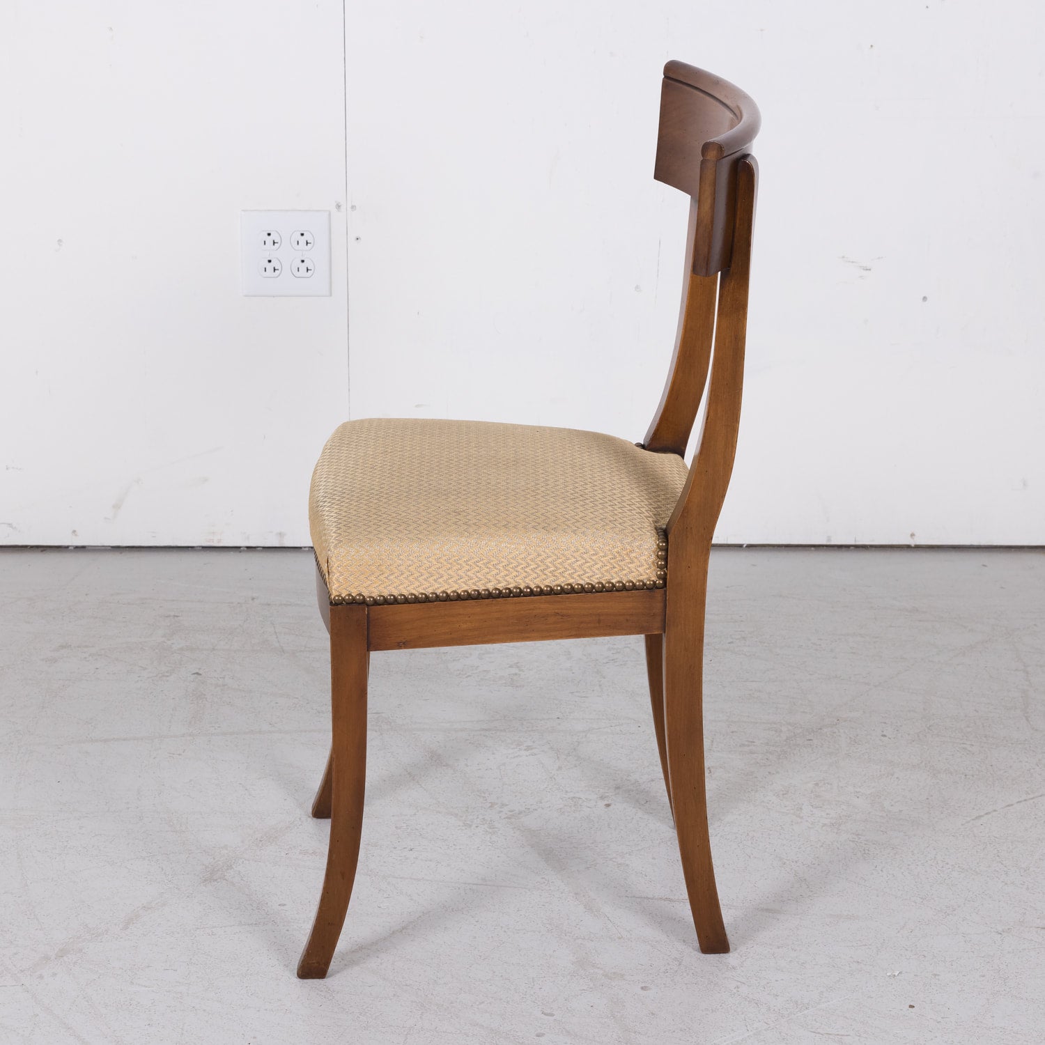 French Directoire Style Walnut Dining Side Chairs, Set of 6