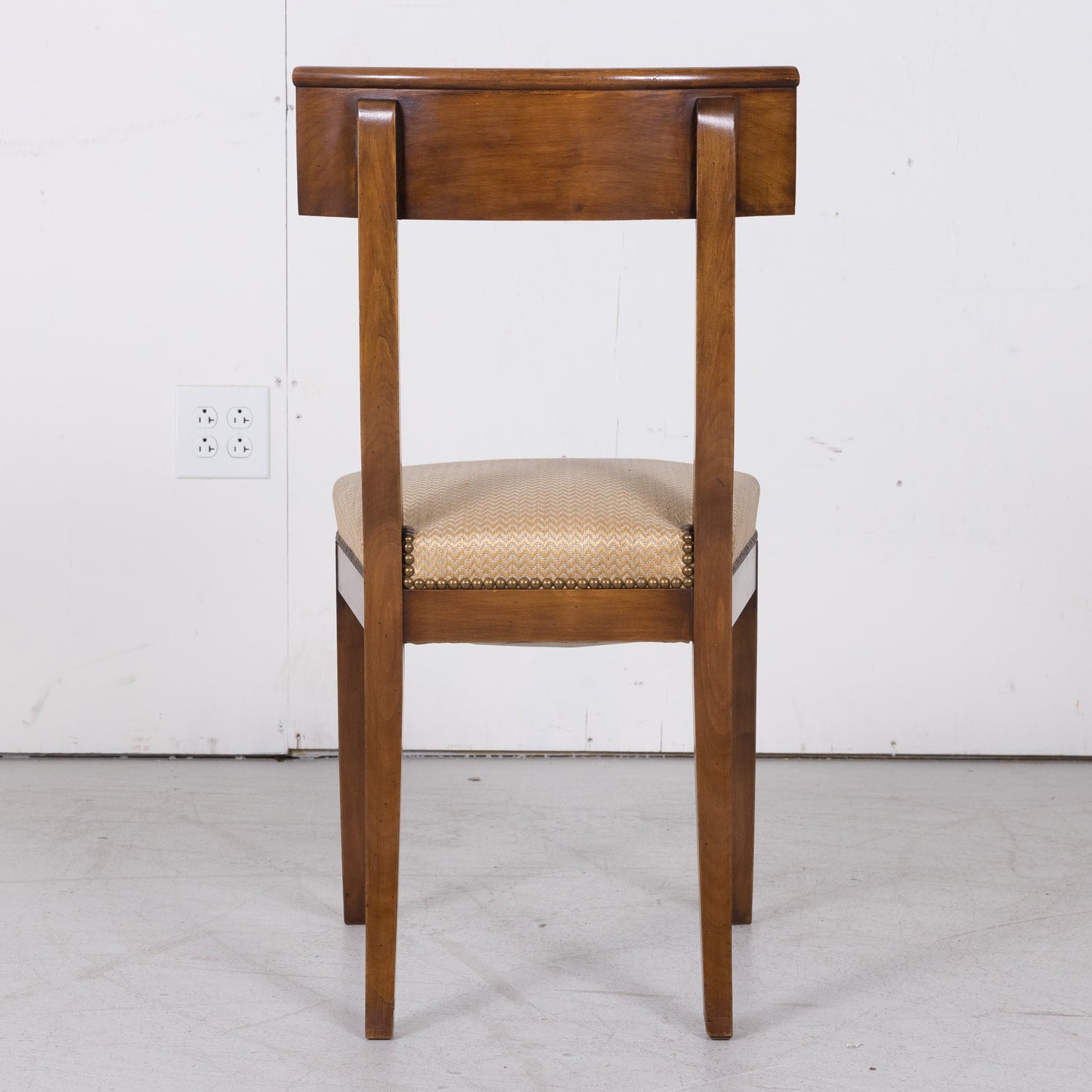 French Directoire Style Walnut Dining Side Chairs, Set of 6