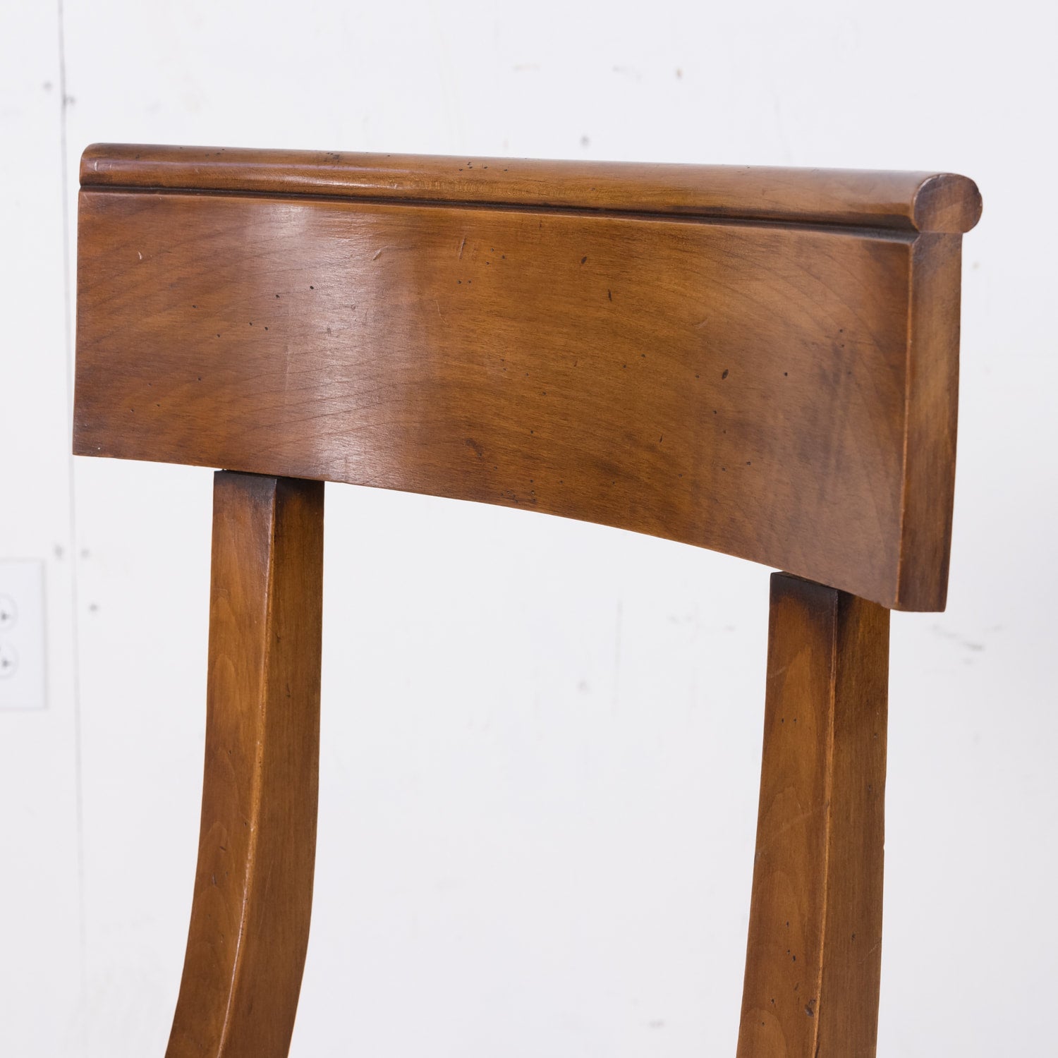 French Directoire Style Walnut Dining Side Chairs, Set of 6