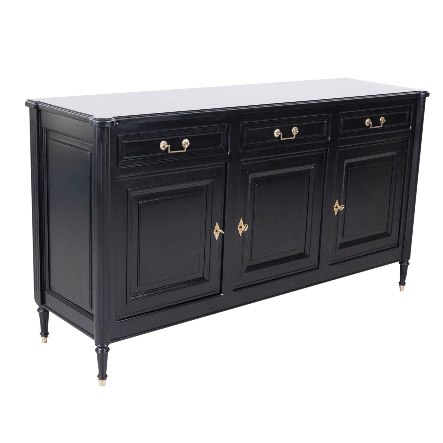 French Louis XVI Style Ebonized Mahogany Enfilade Buffet