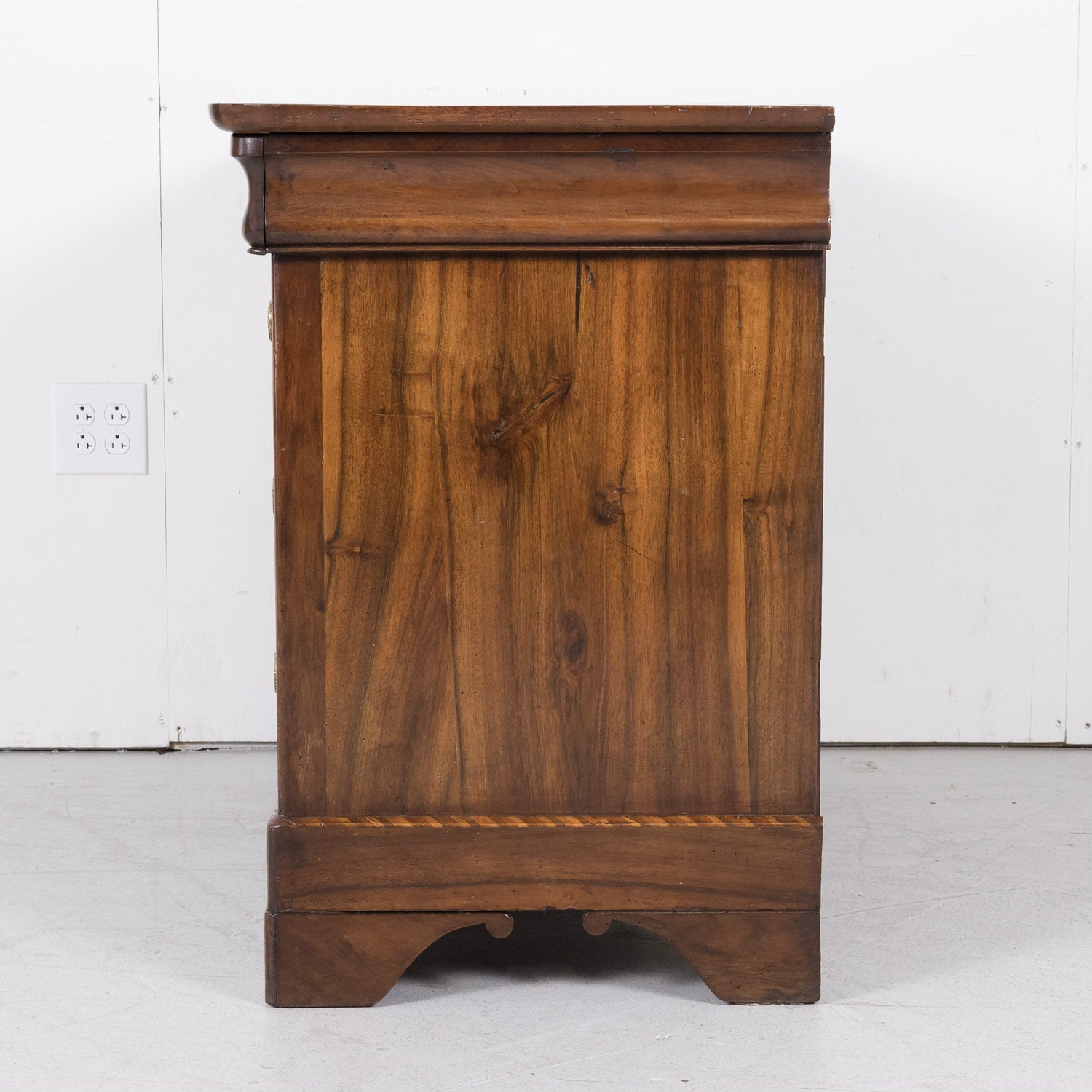 19th Century French Period Louis Philippe Walnut and Fruitwood Parquetry Commode with Bookmatched Front