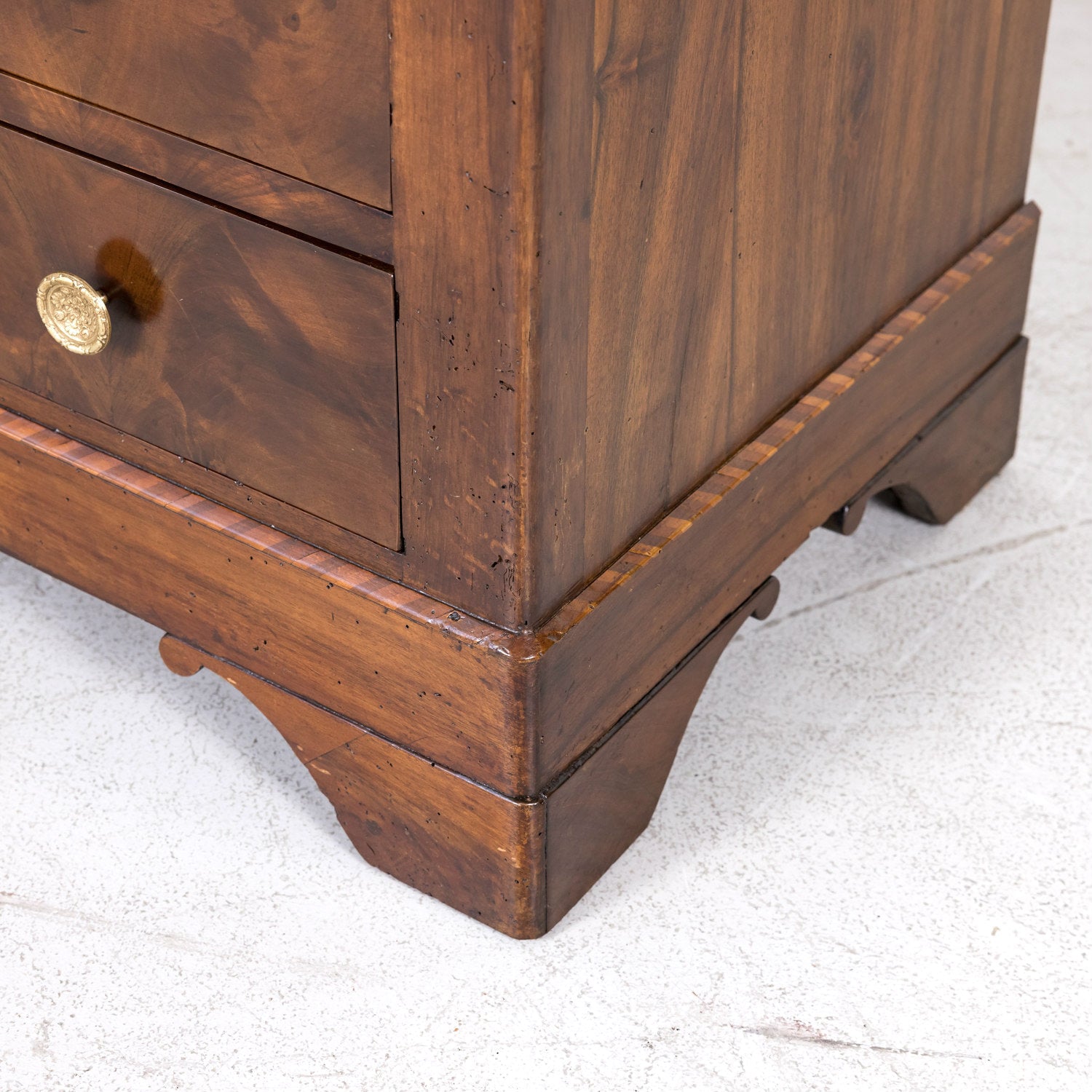 19th Century French Period Louis Philippe Walnut and Fruitwood Parquetry Commode with Bookmatched Front