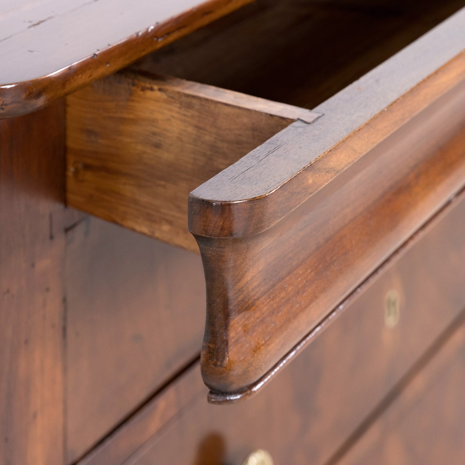 19th Century French Period Louis Philippe Walnut and Fruitwood Parquetry Commode with Bookmatched Front