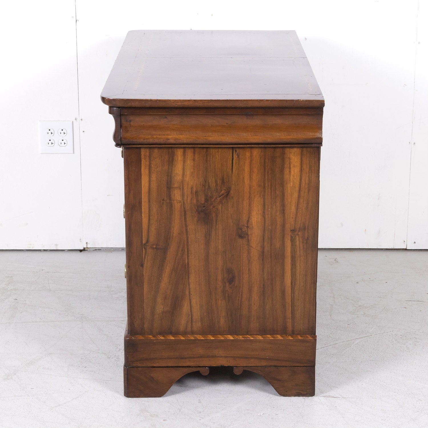 19th Century French Period Louis Philippe Walnut and Fruitwood Parquetry Commode with Bookmatched Front
