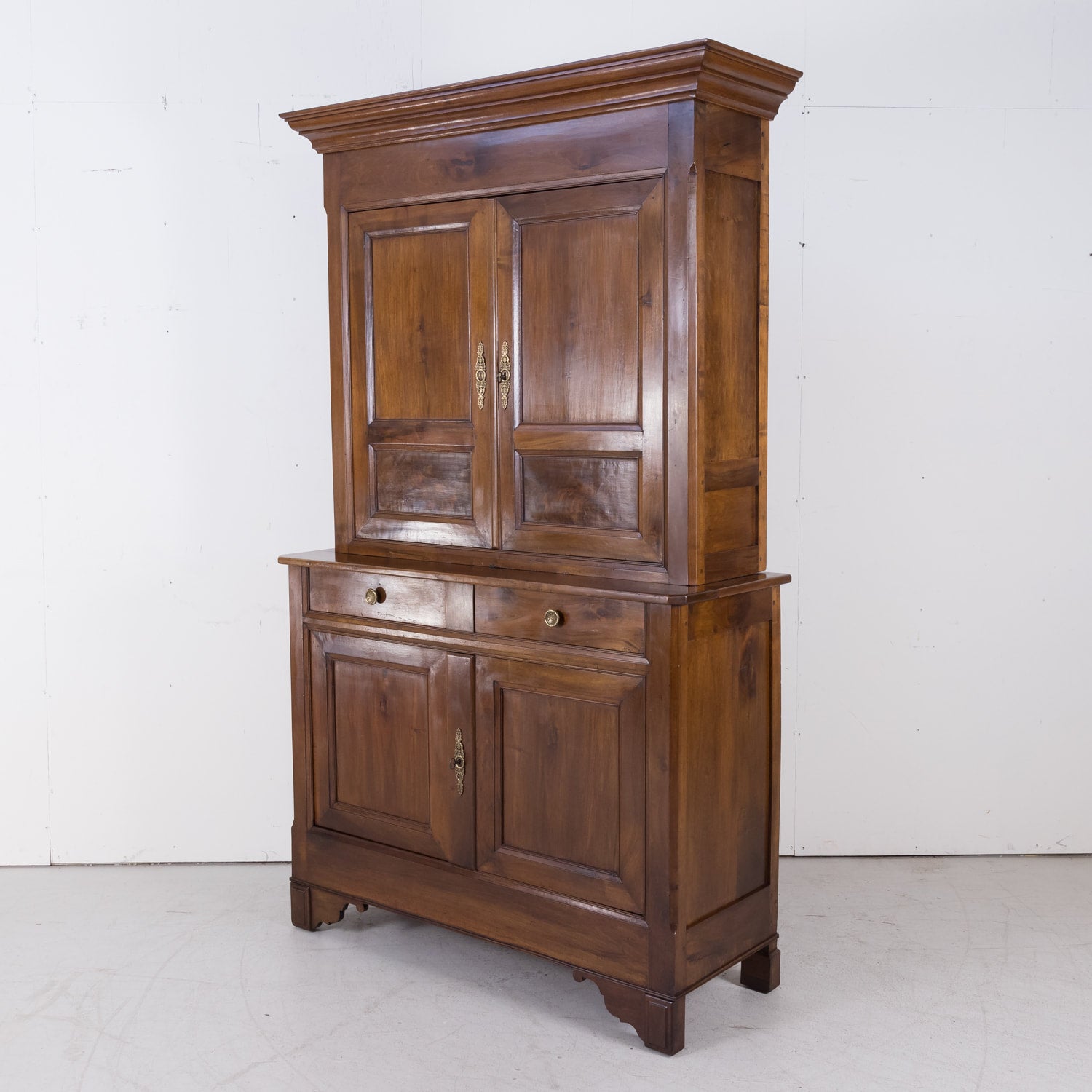 19th Century French Period Louis Phillipe Walnut Buffet Deux Corps