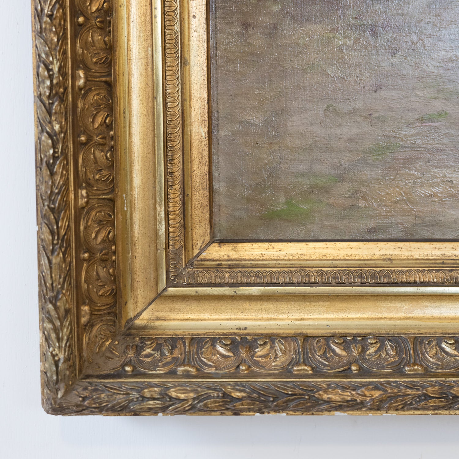 Late 19th Century French Painting of Cows on a Forest Path by Emile Godchaux, Signed