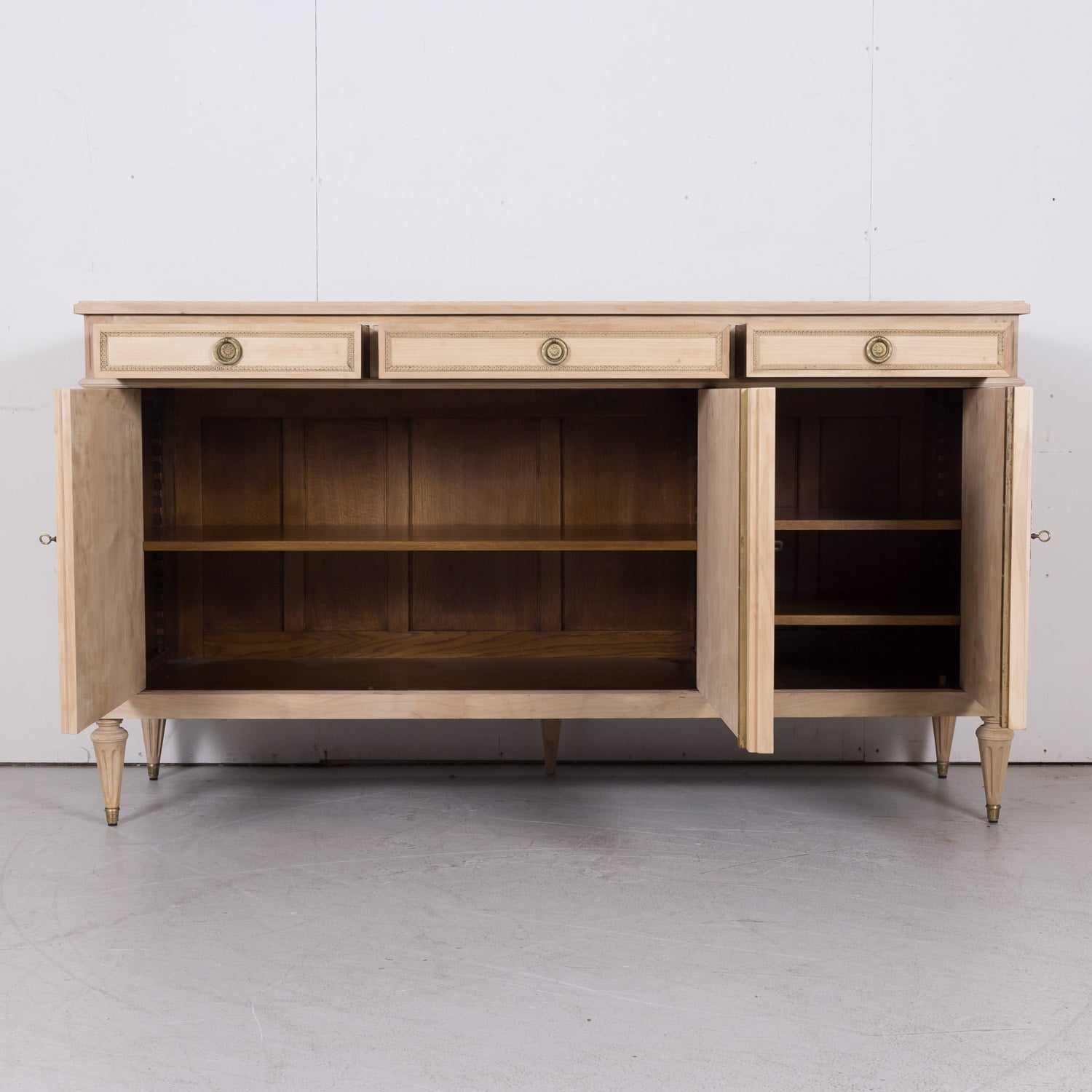 Antique French Louis XVI Style Bleached Cherry Enfilade Buffet