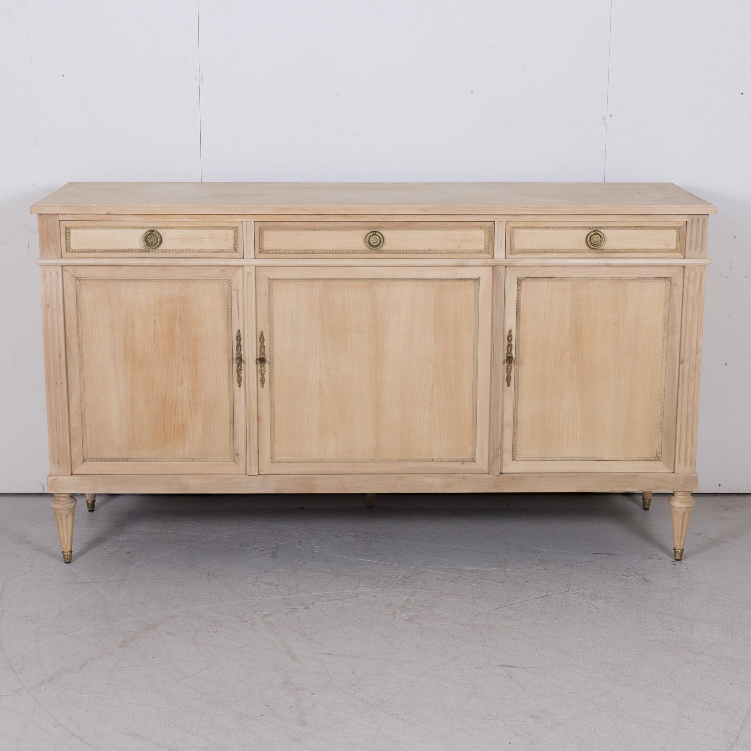 Antique French Louis XVI Style Bleached Cherry Enfilade Buffet