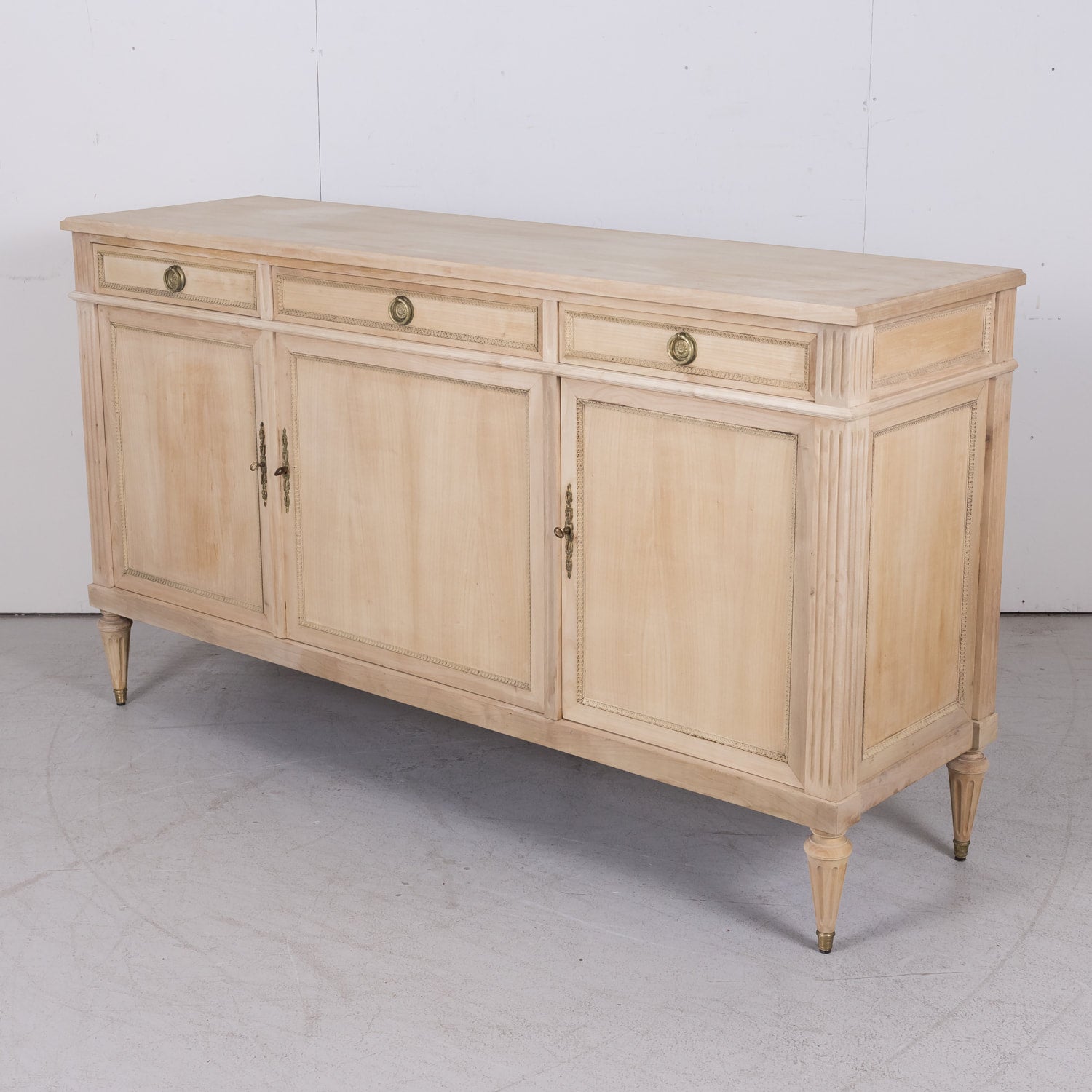 Antique French Louis XVI Style Bleached Cherry Enfilade Buffet