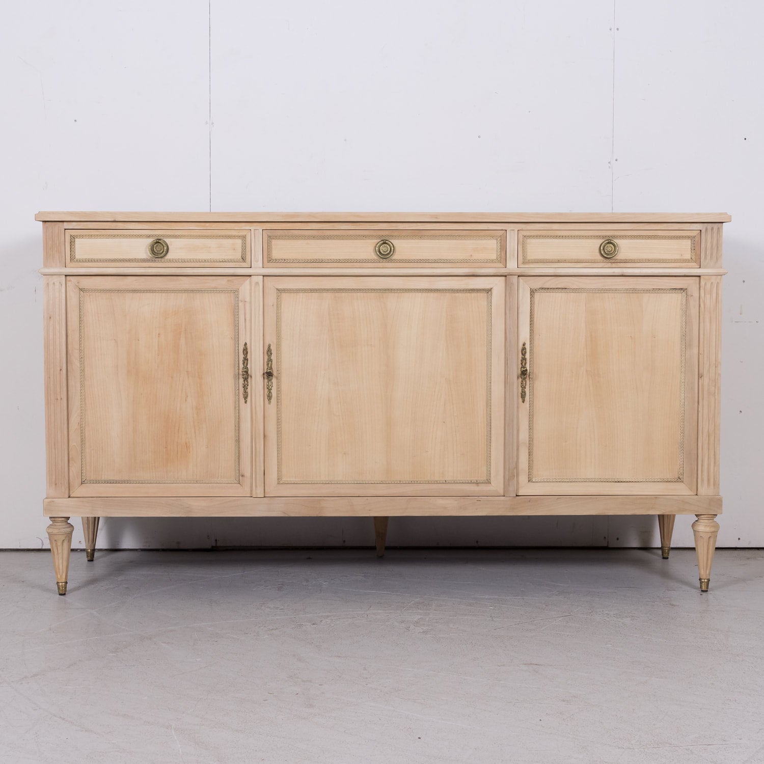 Antique French Louis XVI Style Bleached Cherry Enfilade Buffet