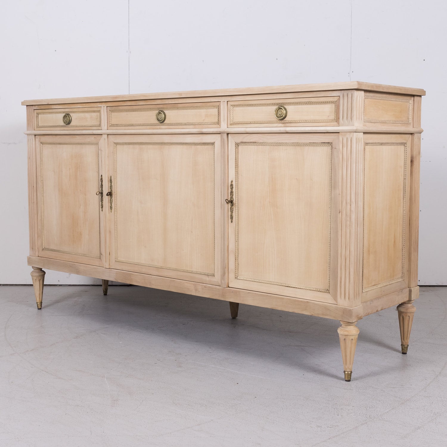 Antique French Louis XVI Style Bleached Cherry Enfilade Buffet