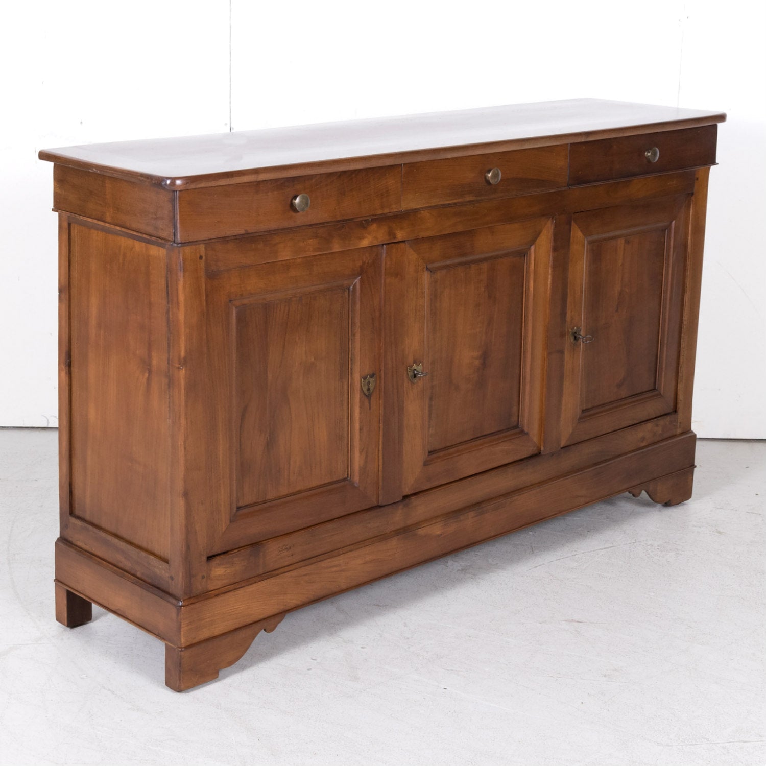 19th Century French Louis Philipe Style Walnut Enfilade from Brittany
