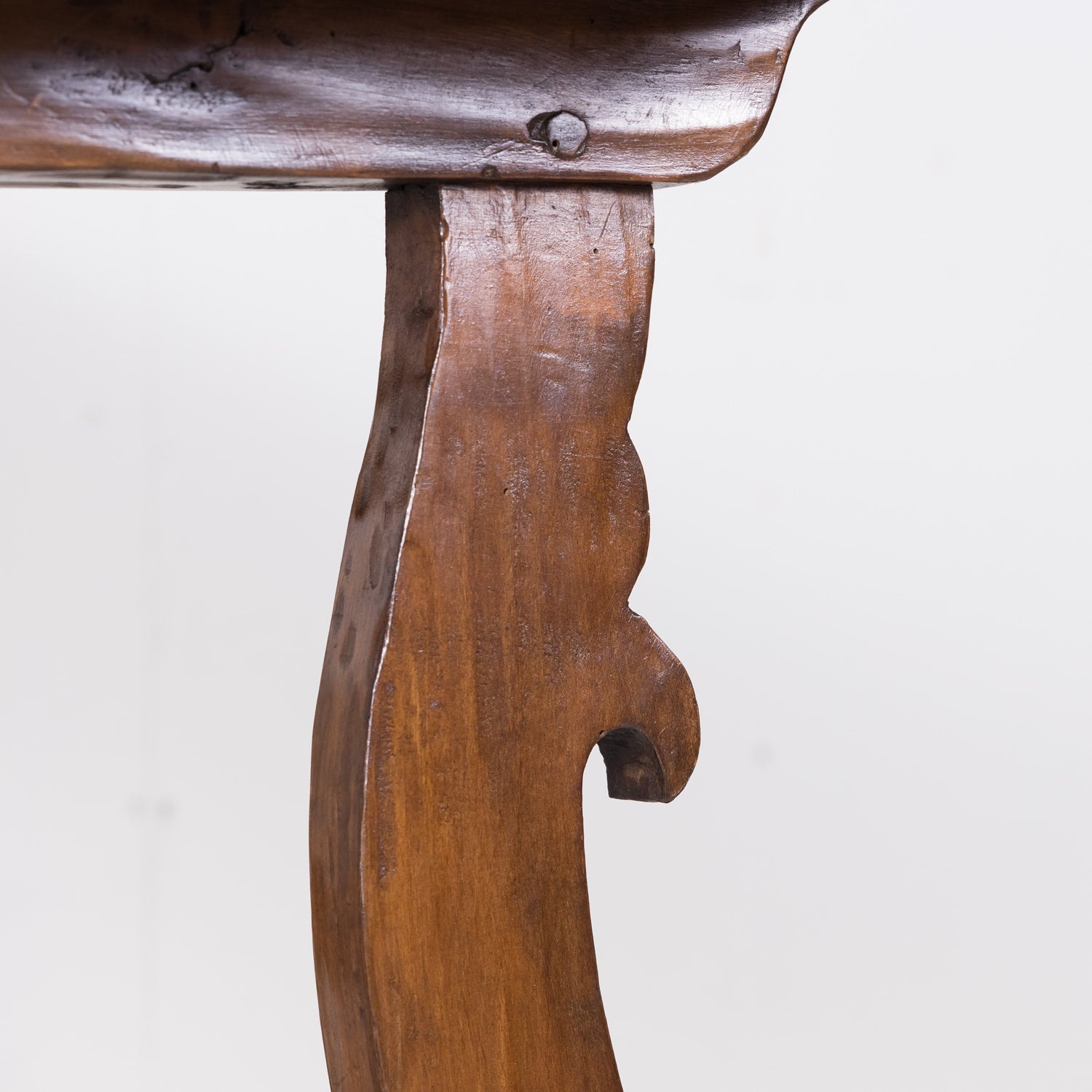 Pair of Spanish Console Tables Solid Walnut and Iron Stretchers from Barcelona
