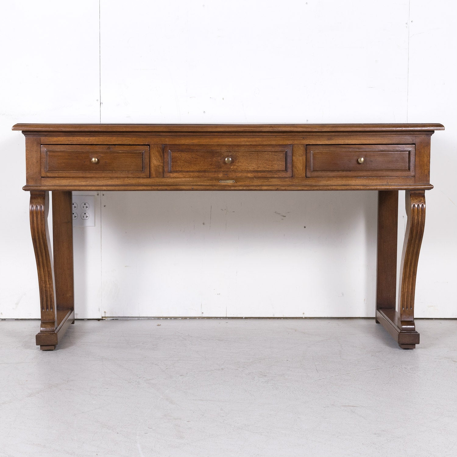 19th Century French Charles X Period Walnut Console with Drawers Made for Vachon-Bavoux & Cie