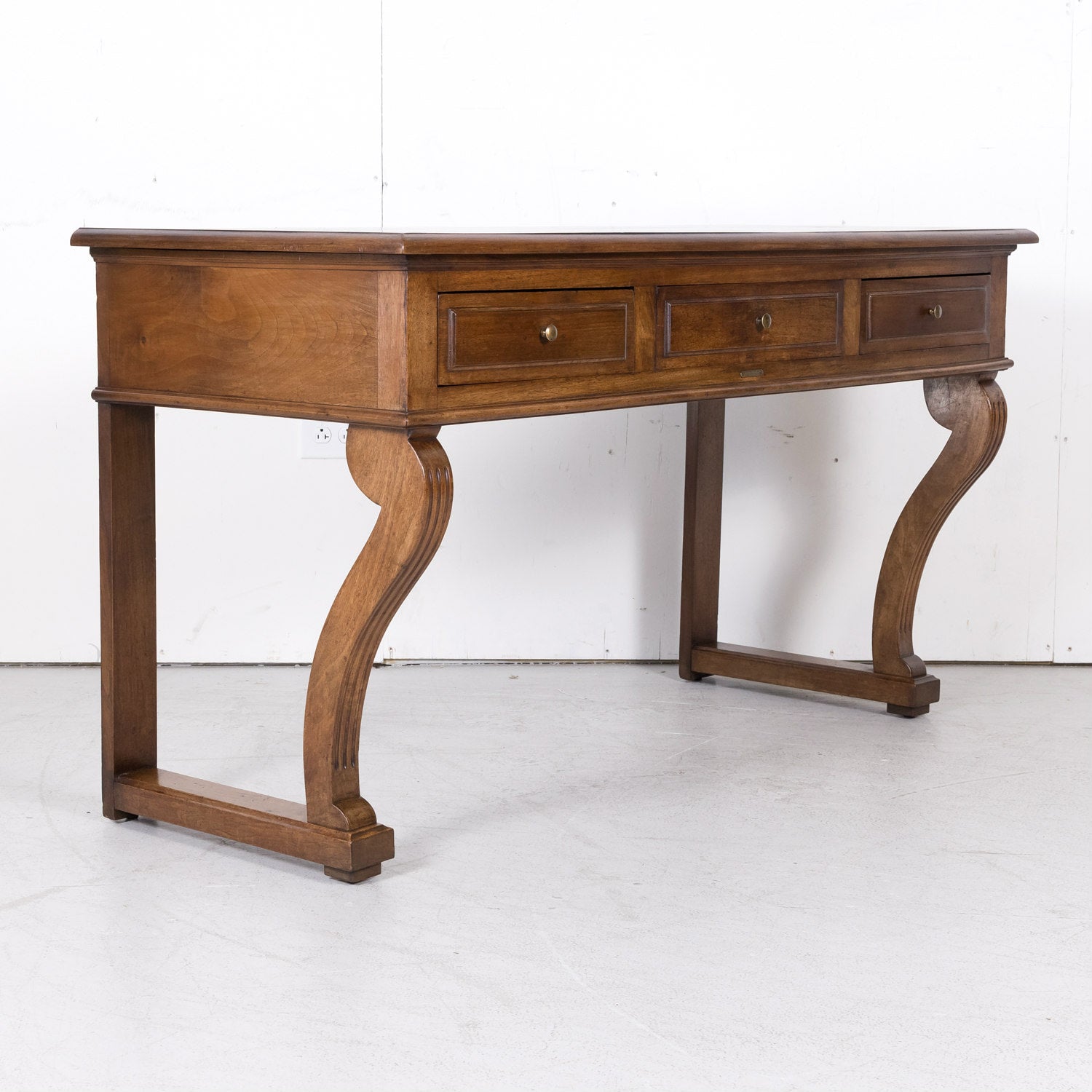 19th Century French Charles X Period Walnut Console with Drawers Made for Vachon-Bavoux & Cie