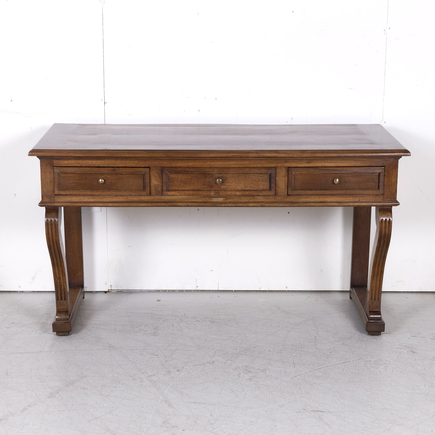 19th Century French Charles X Period Walnut Console with Drawers Made for Vachon-Bavoux & Cie