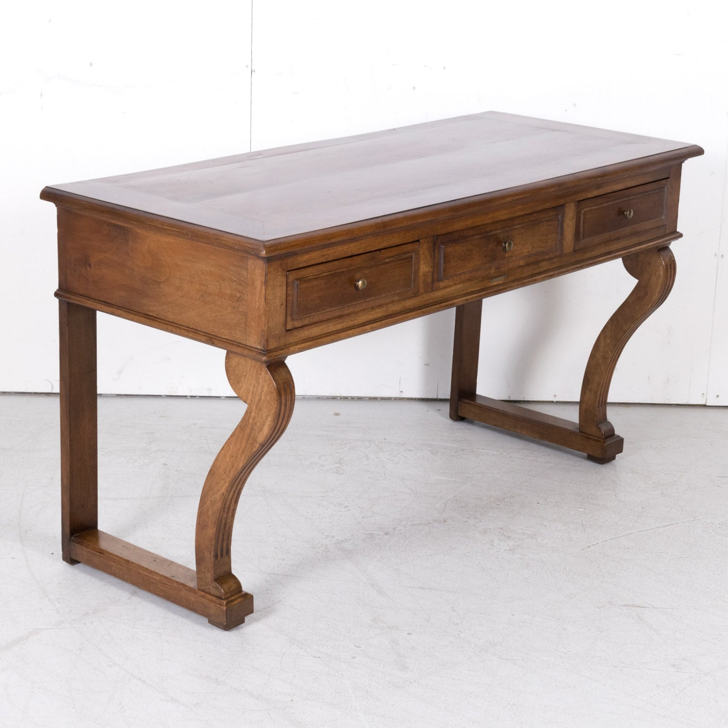 19th Century French Charles X Period Walnut Console with Drawers Made for Vachon-Bavoux & Cie